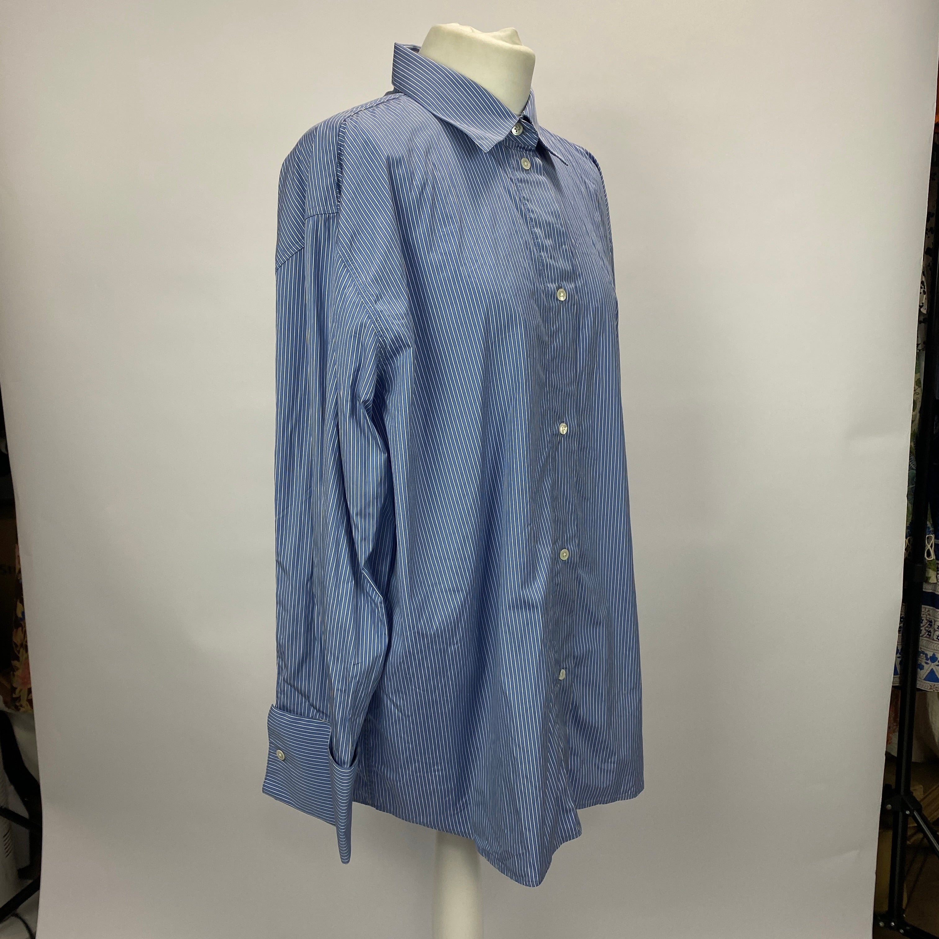 Rohe New £369 Blue Stripe Cotton Oversized Shirt L