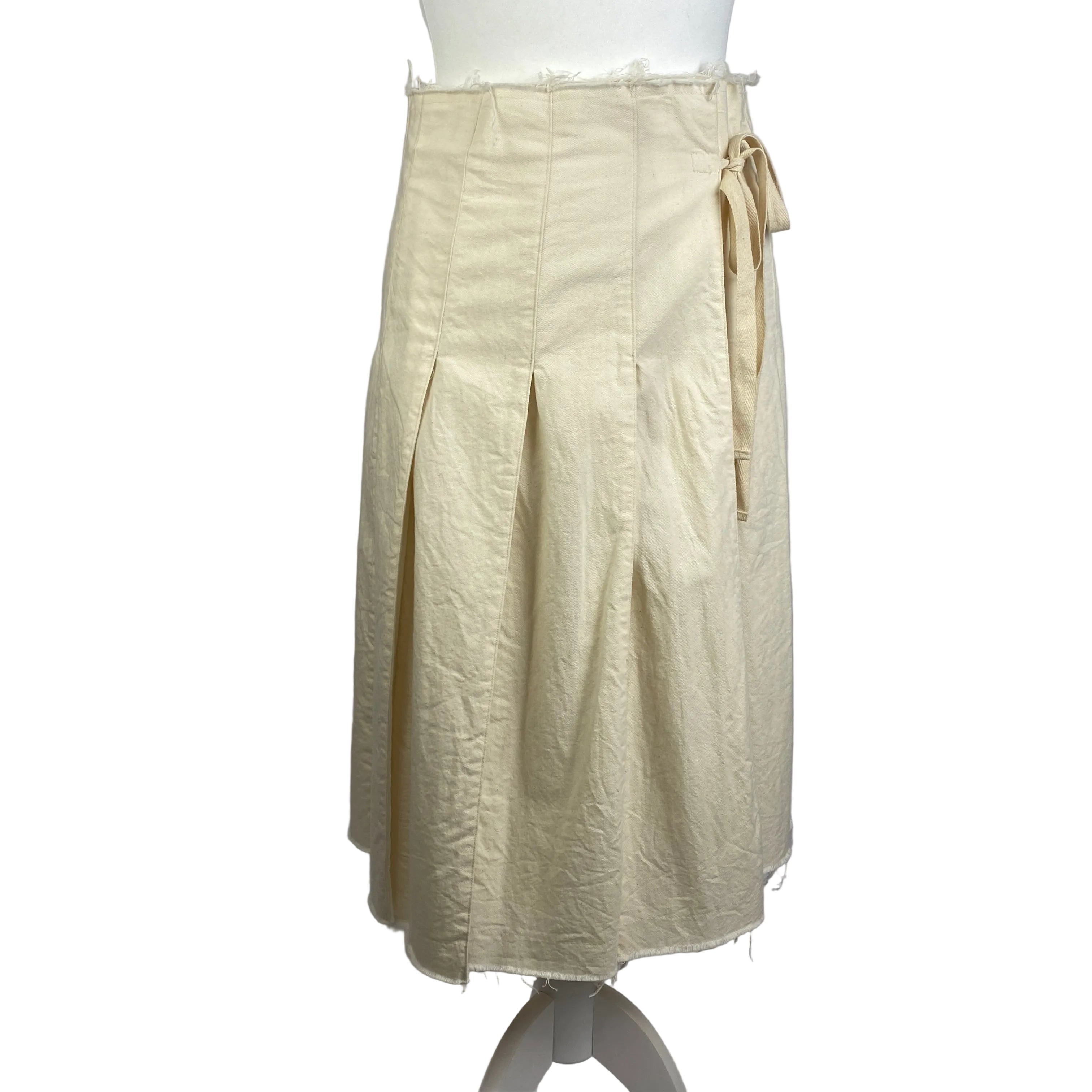 Junya Watanabe Cream & White Raw Edge Pleat Wrap Skirt S/M/L