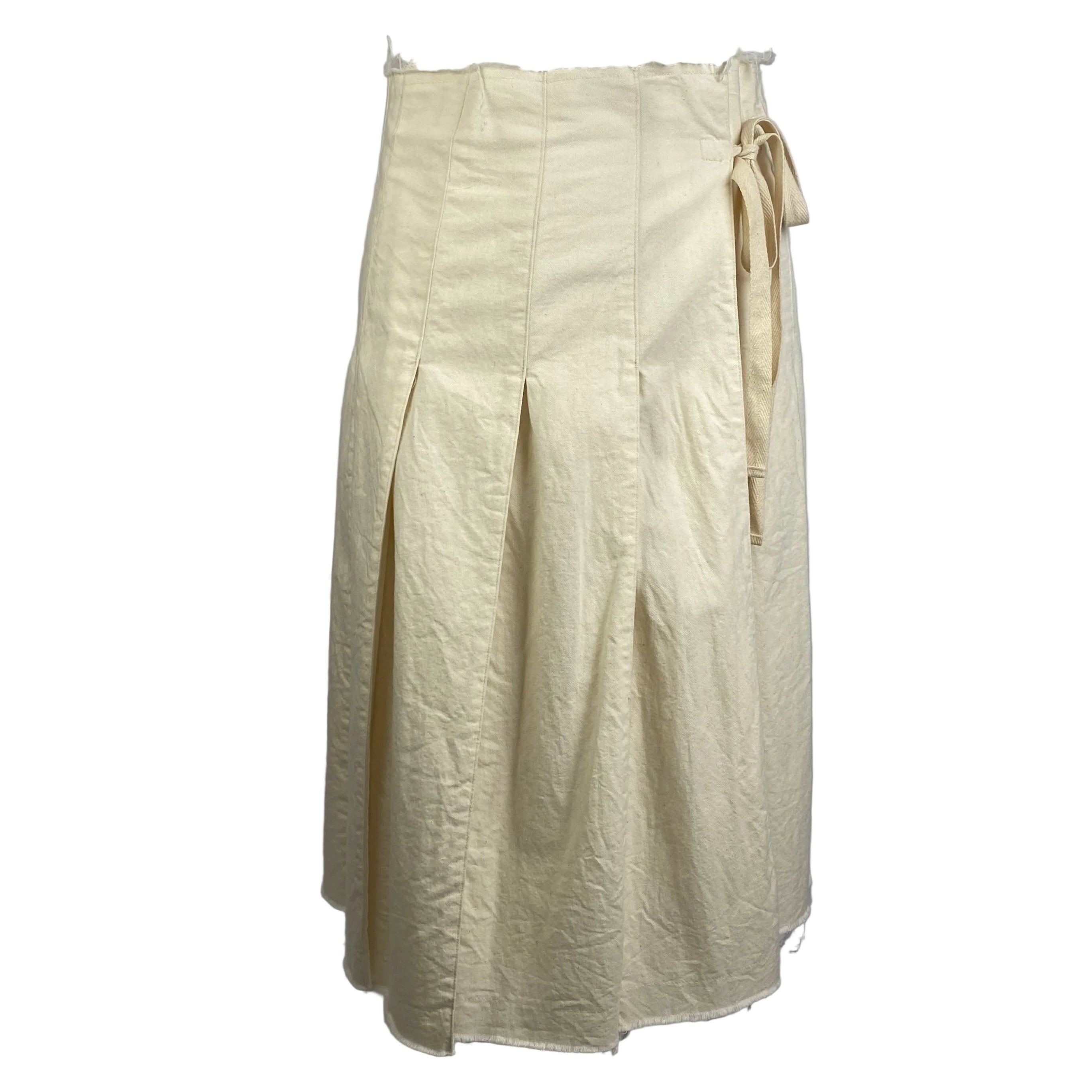 Junya Watanabe Cream & White Raw Edge Pleat Wrap Skirt S/M/L