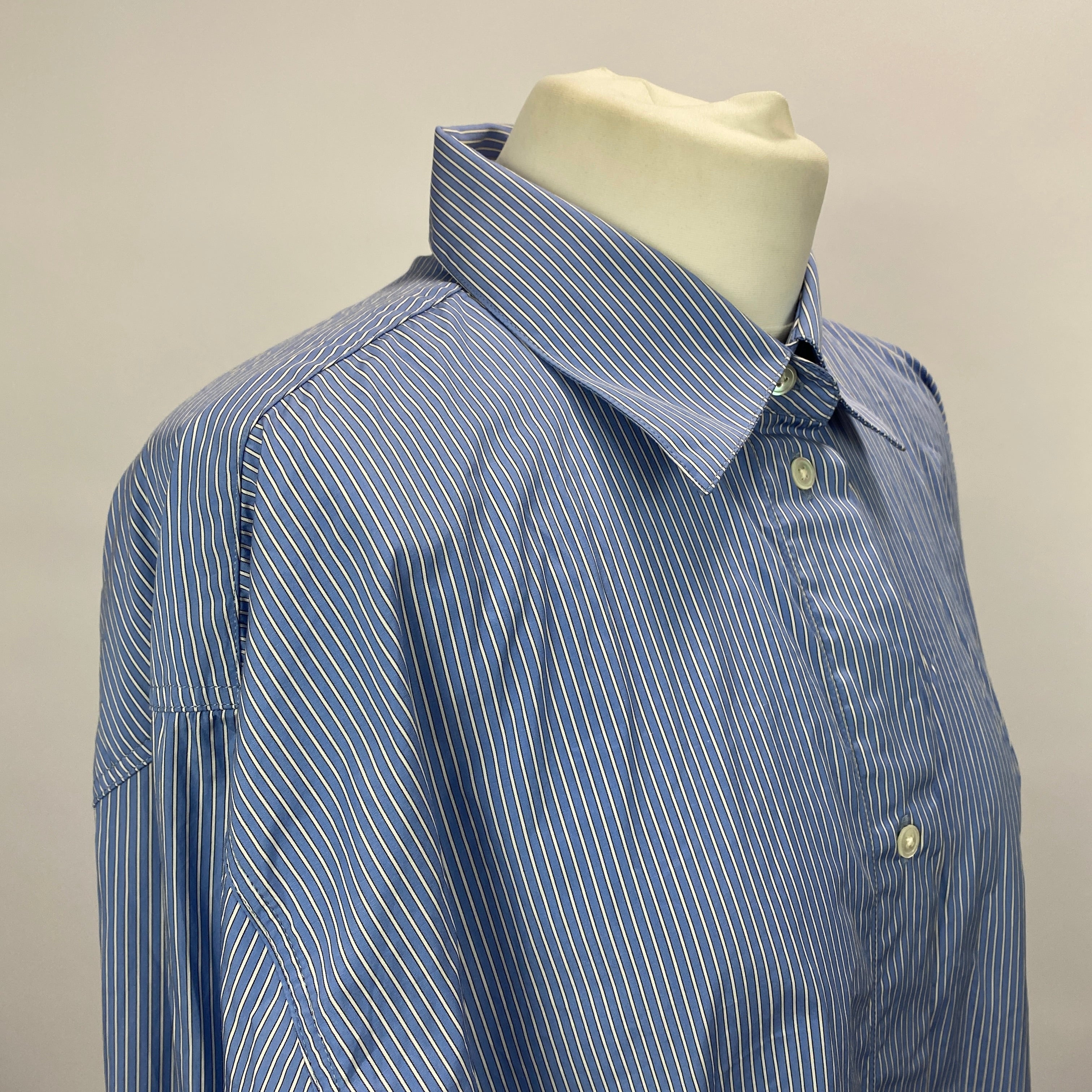 Rohe New £369 Blue Stripe Cotton Oversized Shirt L