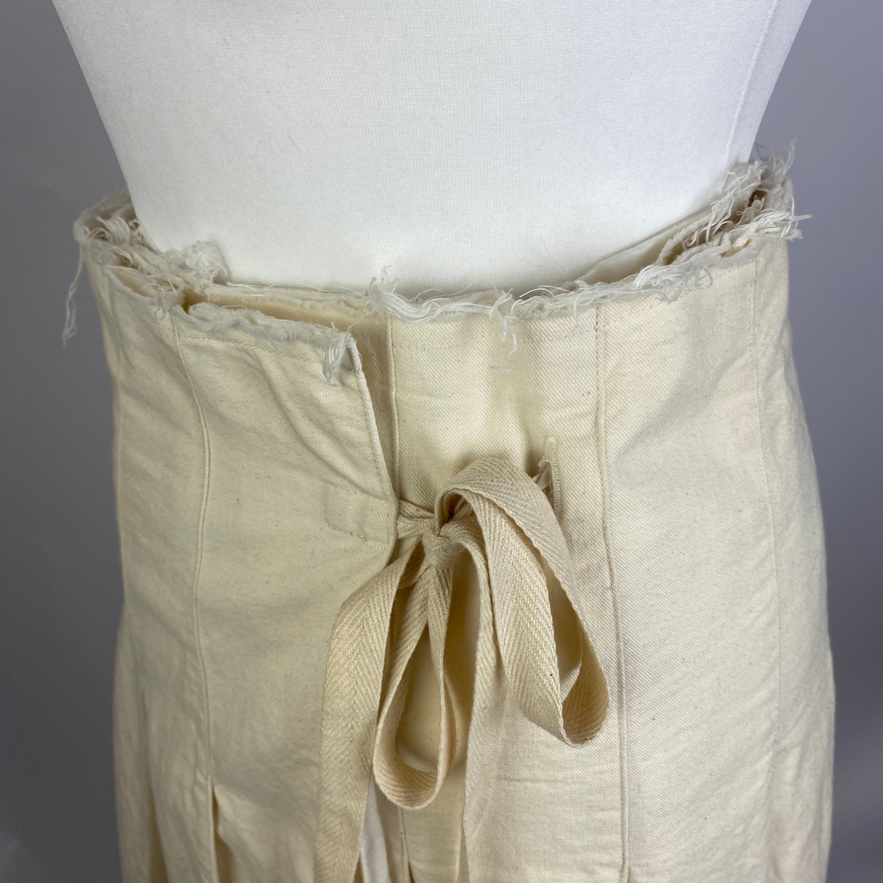 Junya Watanabe Cream & White Raw Edge Pleat Wrap Skirt S/M/L
