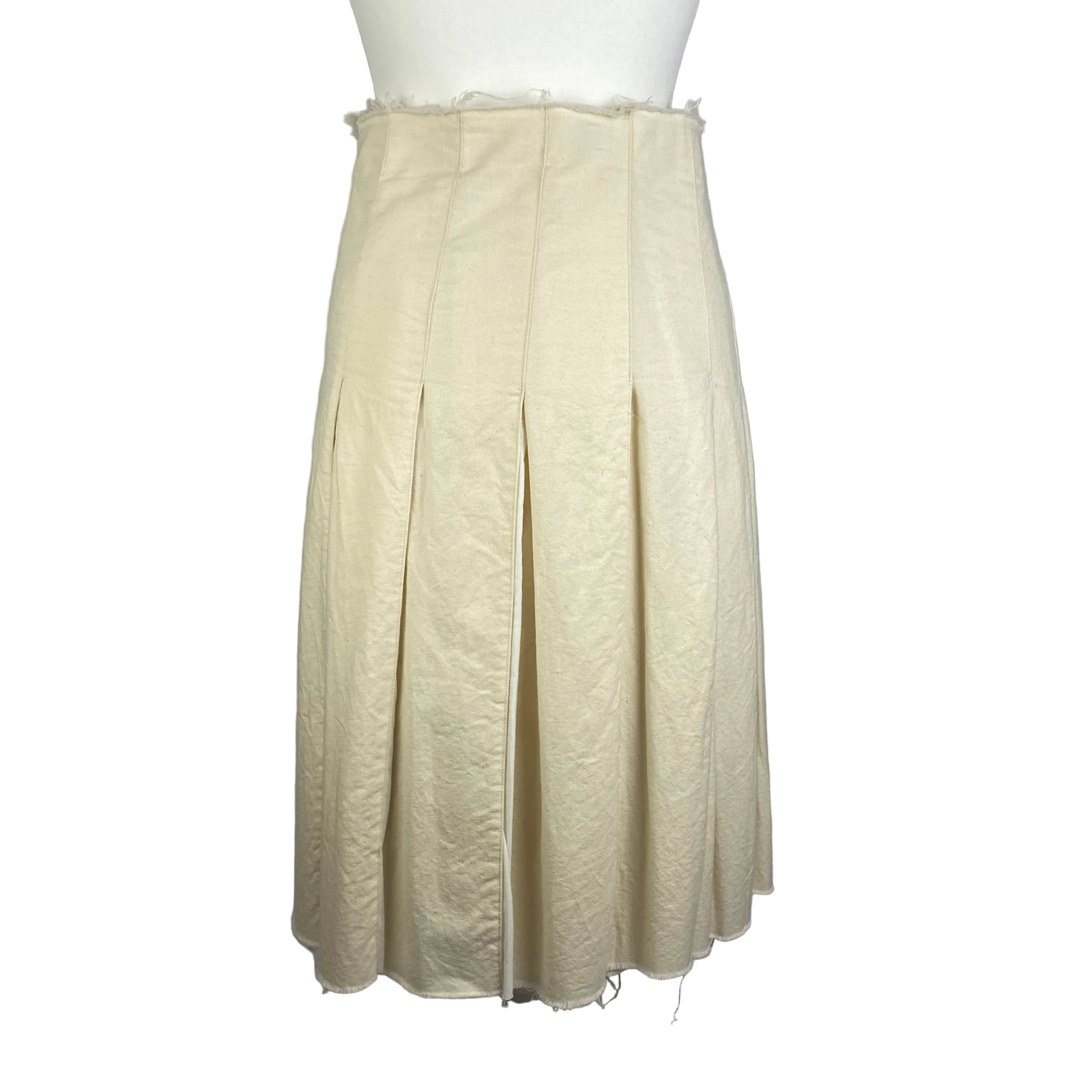 Junya Watanabe Cream & White Raw Edge Pleat Wrap Skirt S/M/L