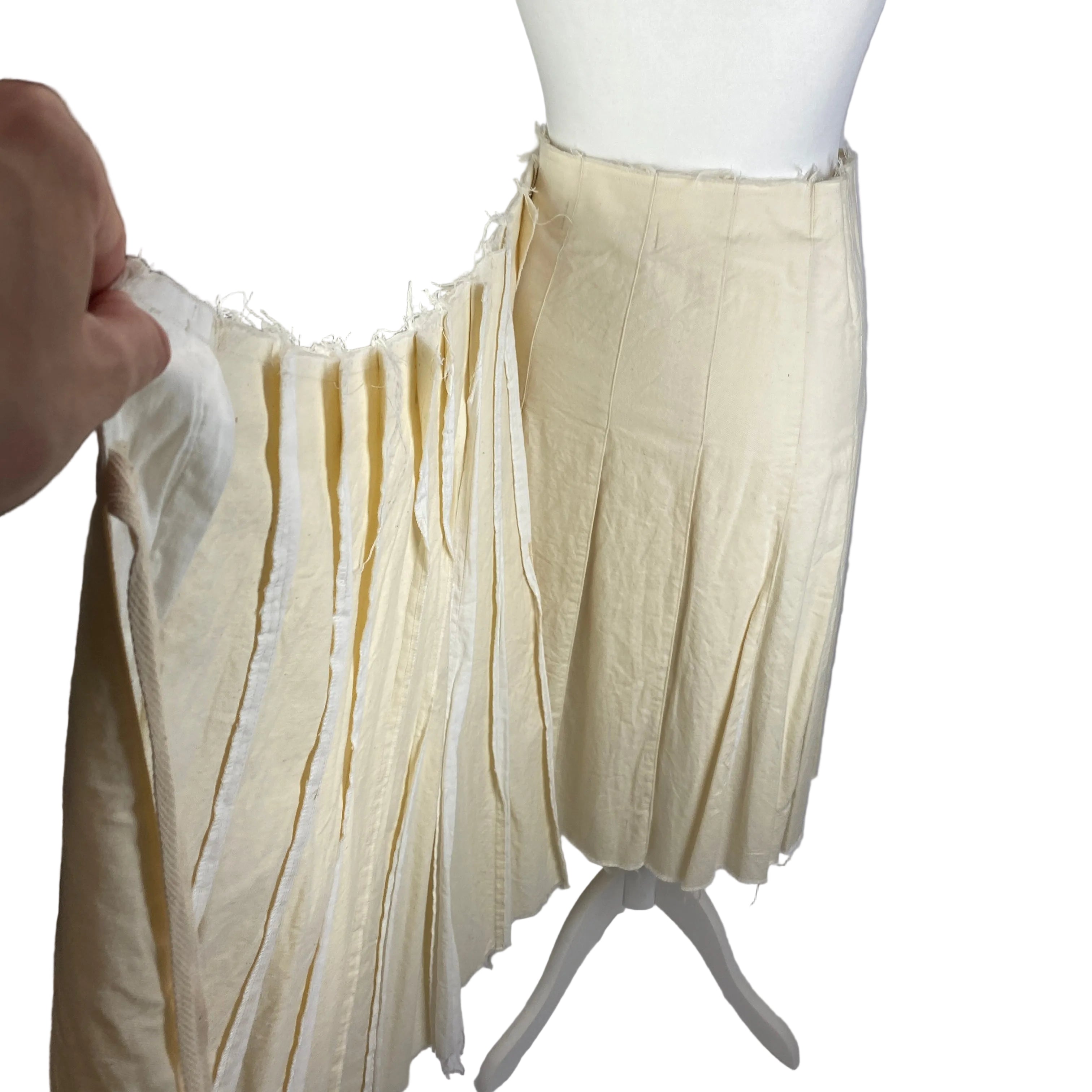 Junya Watanabe Cream & White Raw Edge Pleat Wrap Skirt S/M/L