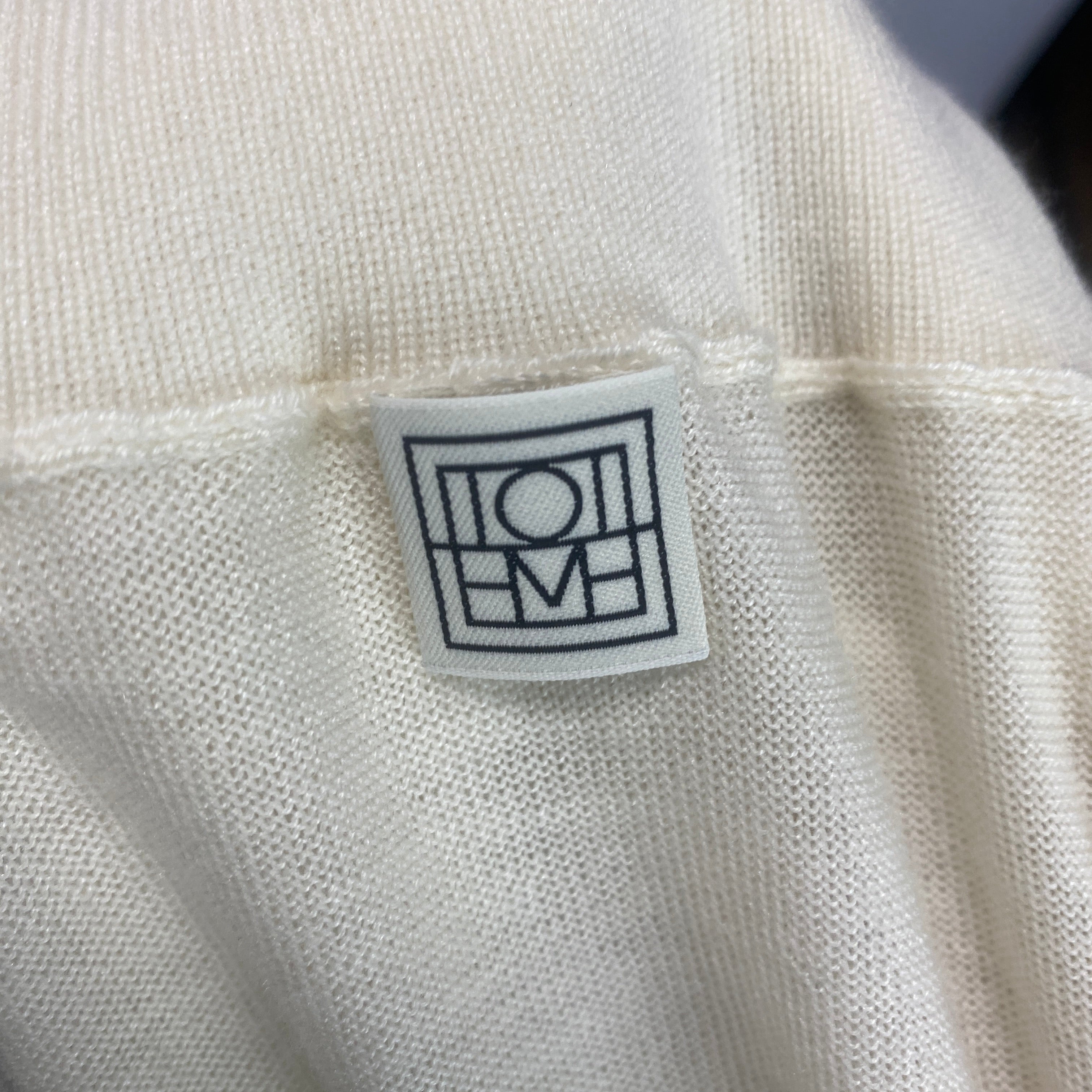 Toteme New £400 Cream Wool & Silk Fine Turtleneck Sweater S