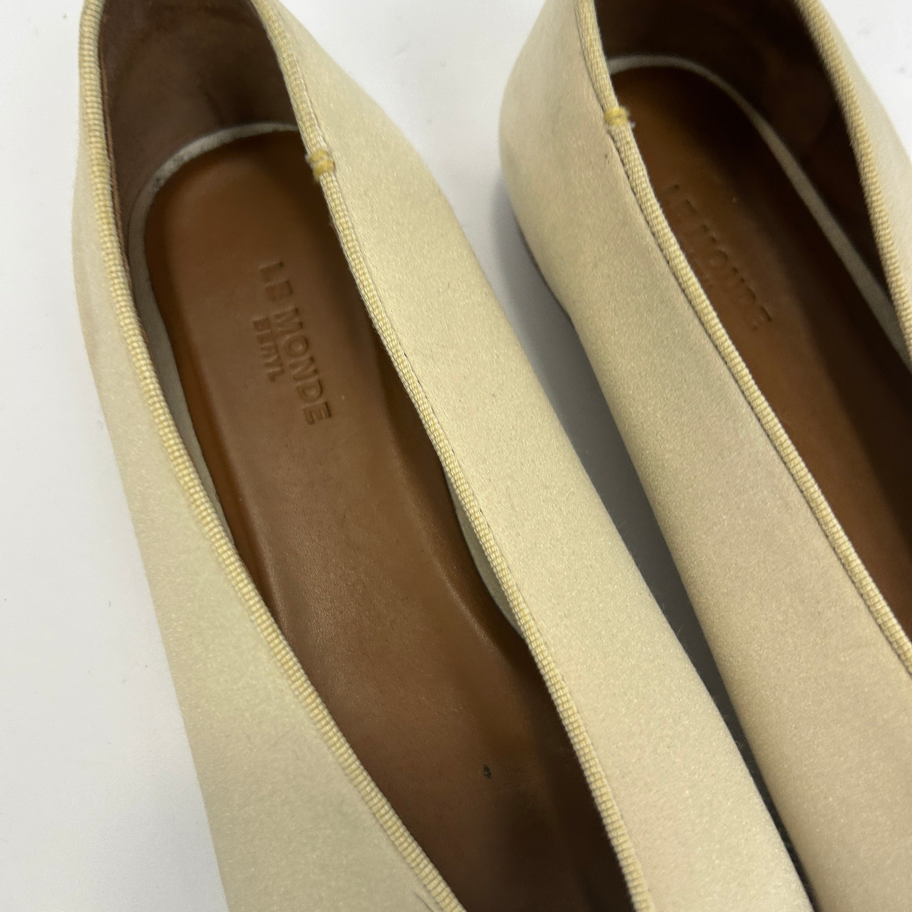 Le Monde Beryl £395 Oyster Luna Silk Ballet Flats 38.5