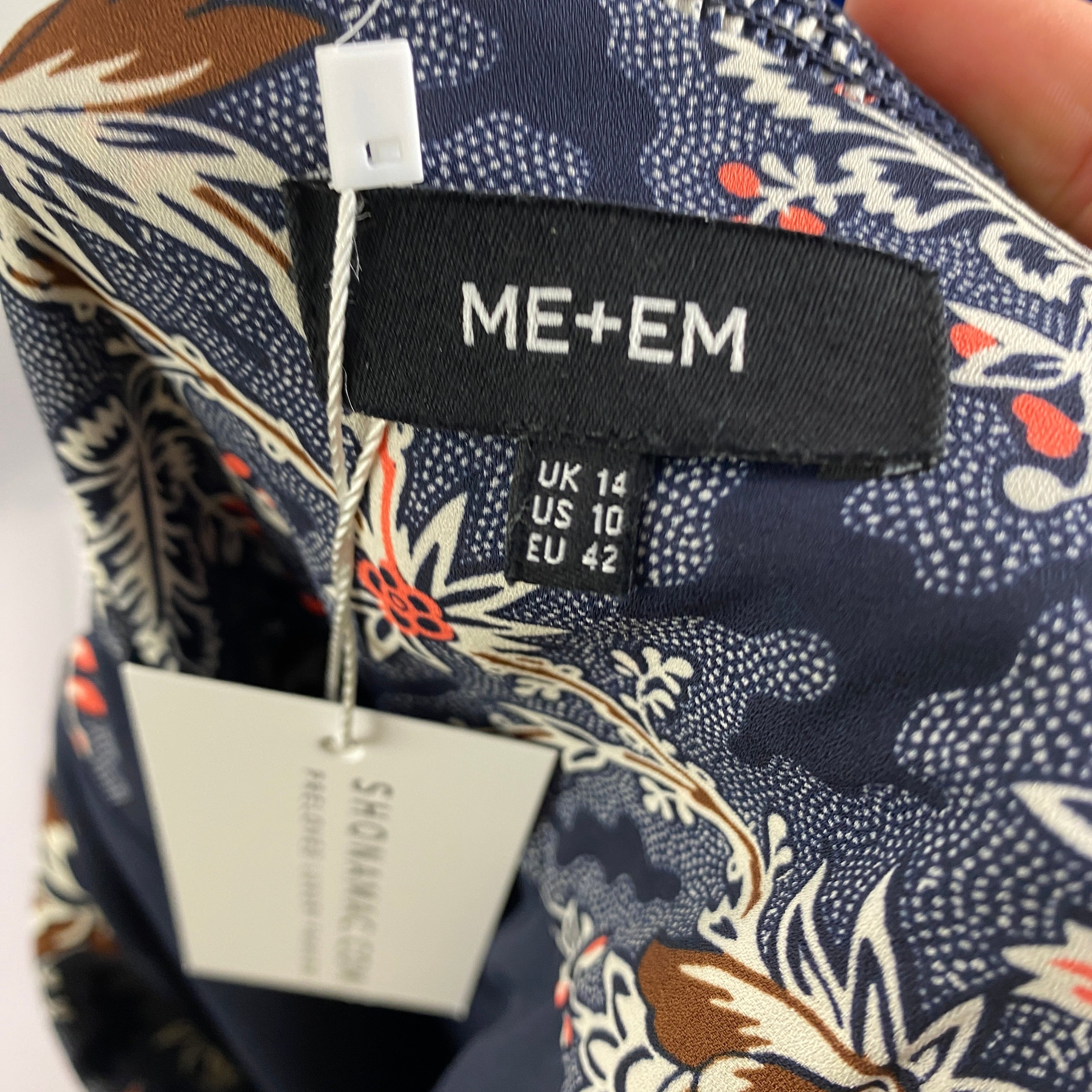 Me&Em Navy Print Midi Dress L