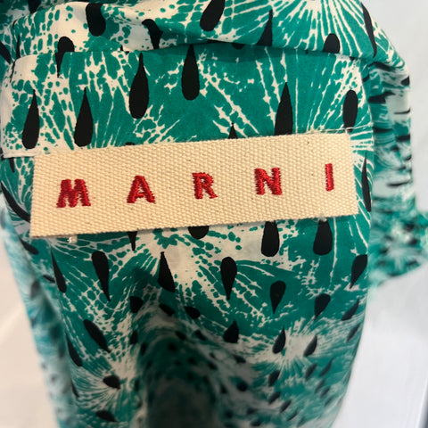 Marni Turquoise Ivory & Black Cotton Shacket XS/S/M