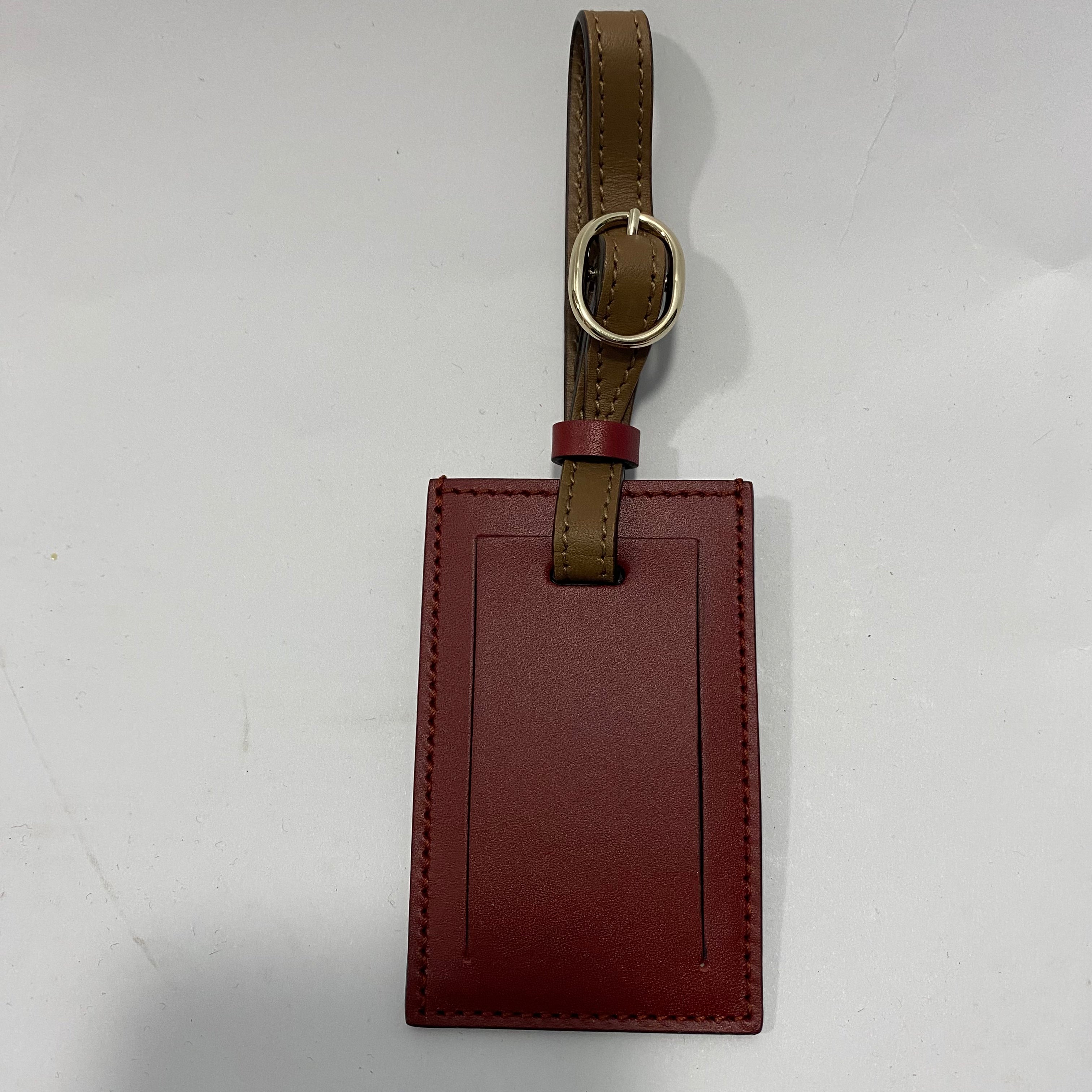 Gucci New Red & Brown Leather Luggage Tag