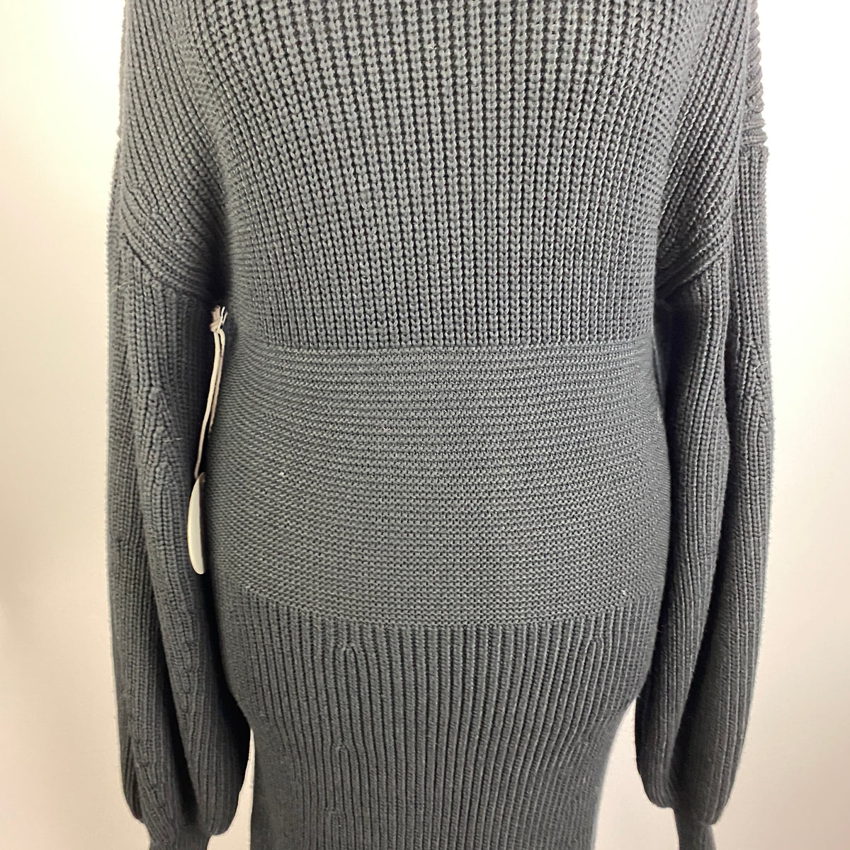 Staud New £360 Black Thick Knit Midi Dress L
