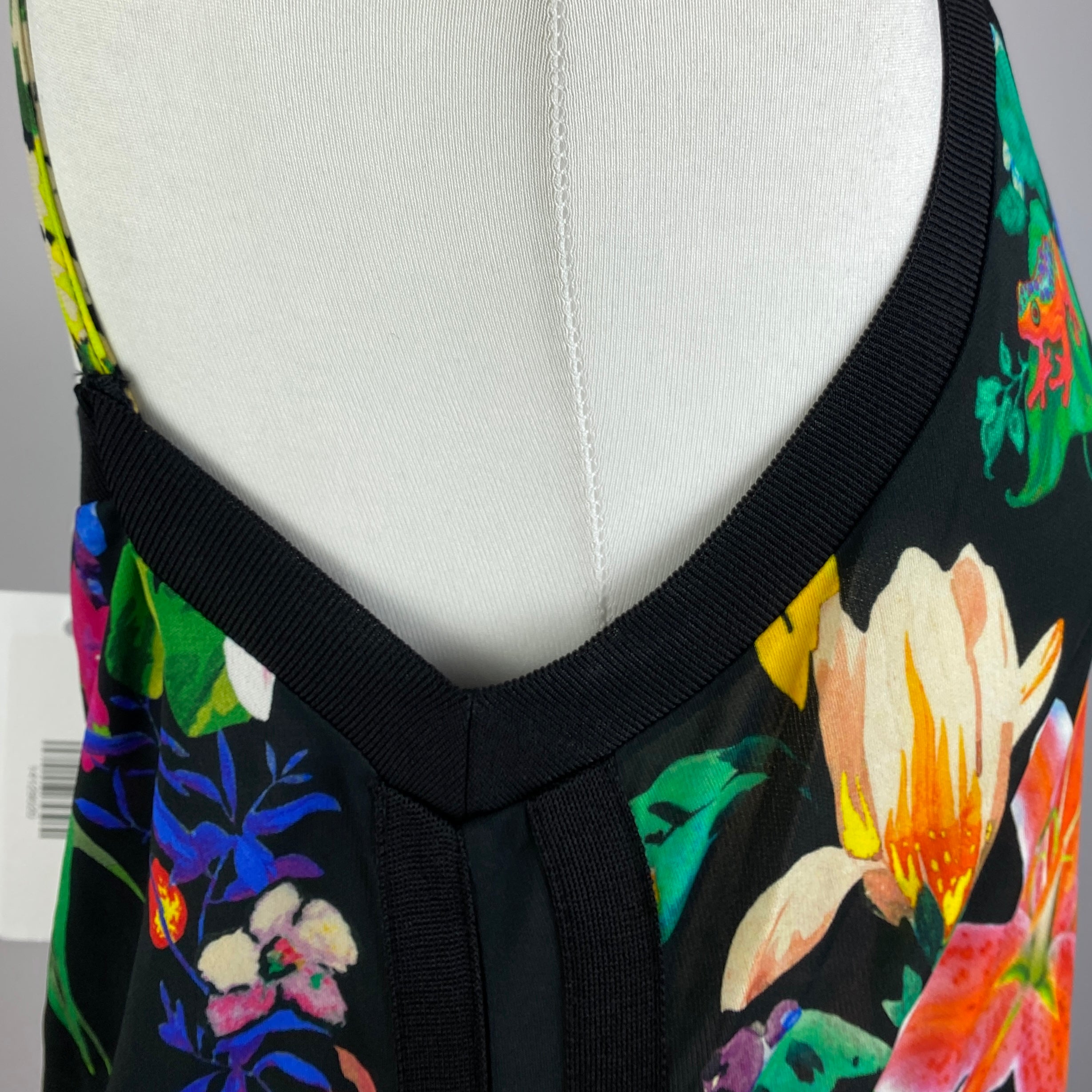 Etro Black Tropical Print Silky Jersey Strappy Dress L
