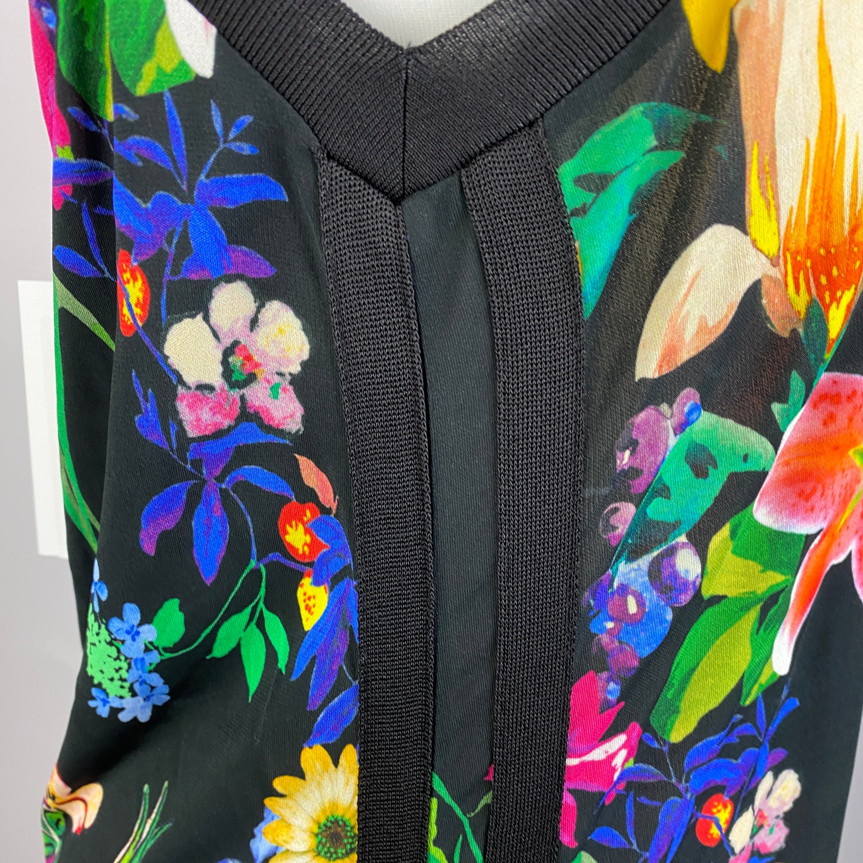 Etro Black Tropical Print Silky Jersey Strappy Dress L