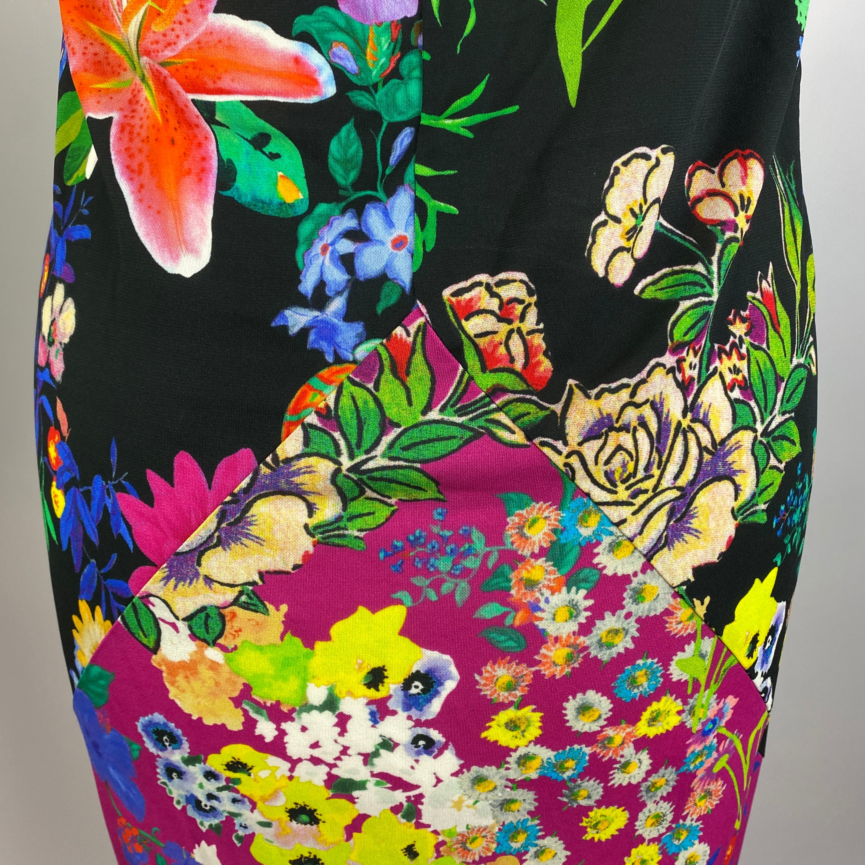 Etro Black Tropical Print Silky Jersey Strappy Dress L