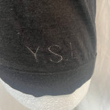 Yves Saint Laurent Black Superfine Wool Crochet Trim Top M/L