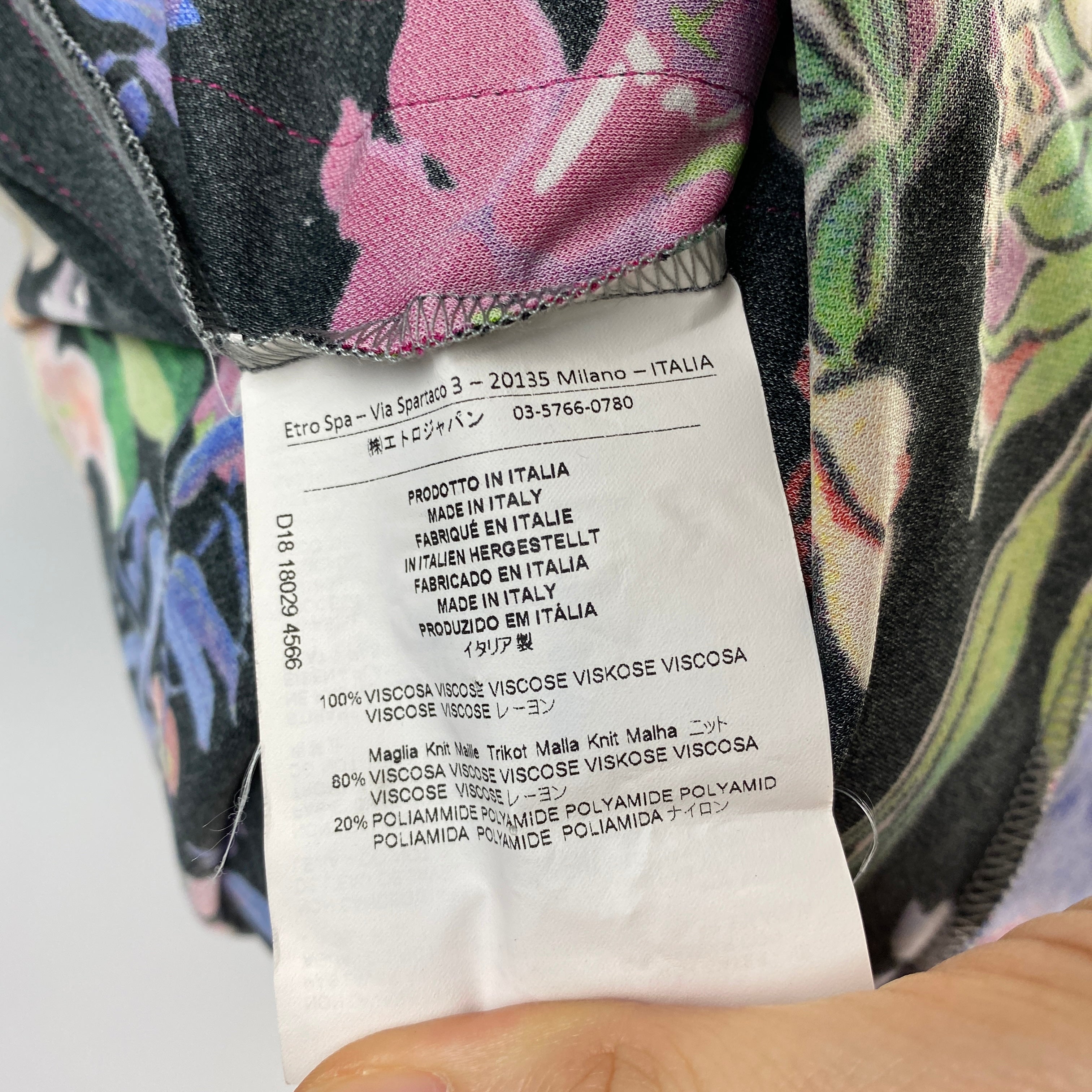 Etro Black Tropical Print Silky Jersey Strappy Dress L