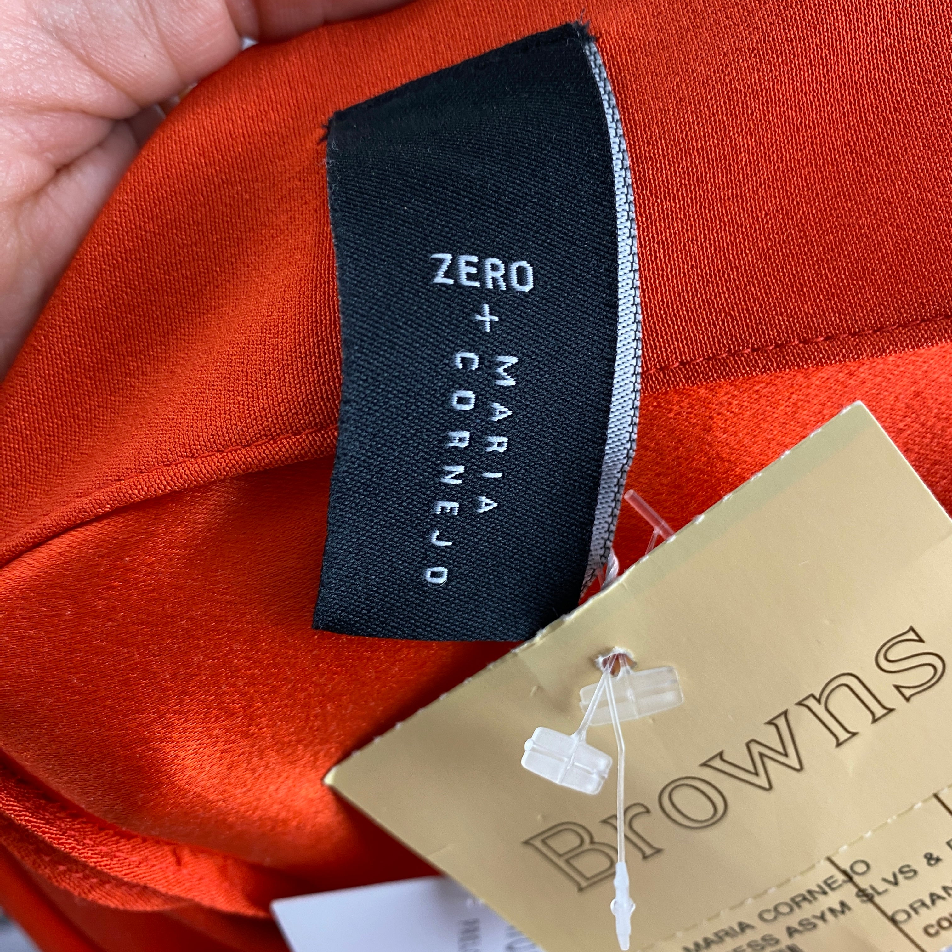 Zero Maria Cornejo New £710 Orange Silk Asymmetric Drape Dress M
