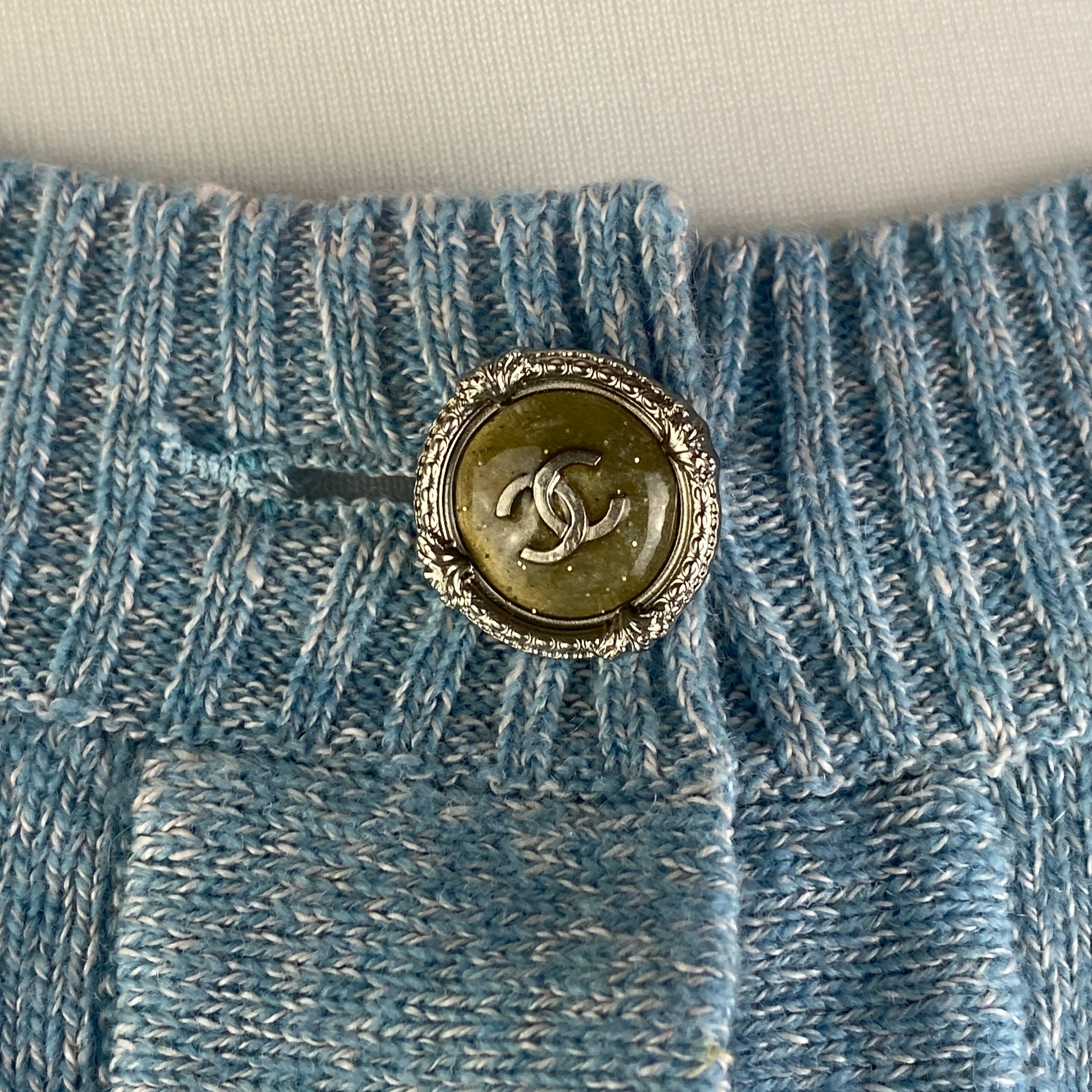 Chanel Sky Blue Linen & Cashmere Cardigan M
