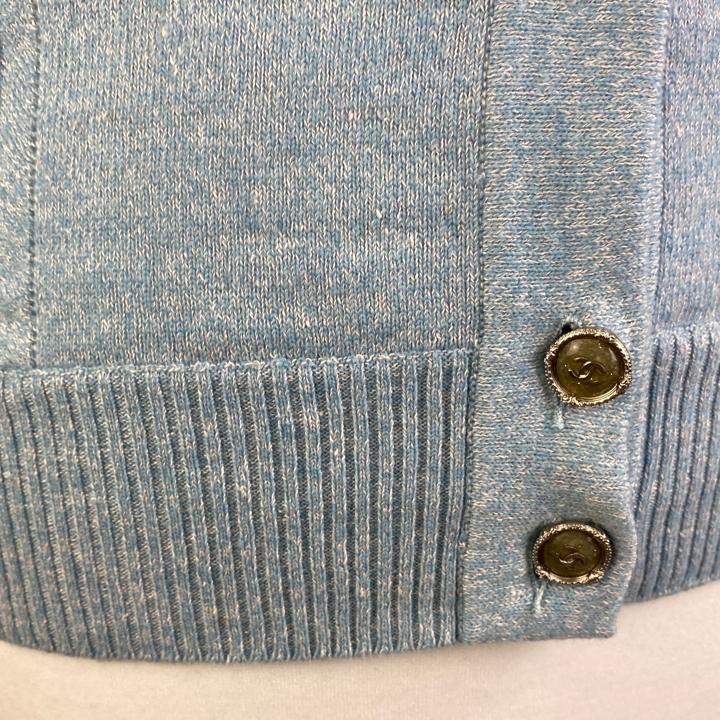 Chanel Sky Blue Linen & Cashmere Cardigan M