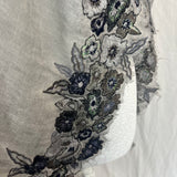 Faliero Sarti Pearl Grey Embroidered Viscose & Wool Scarf