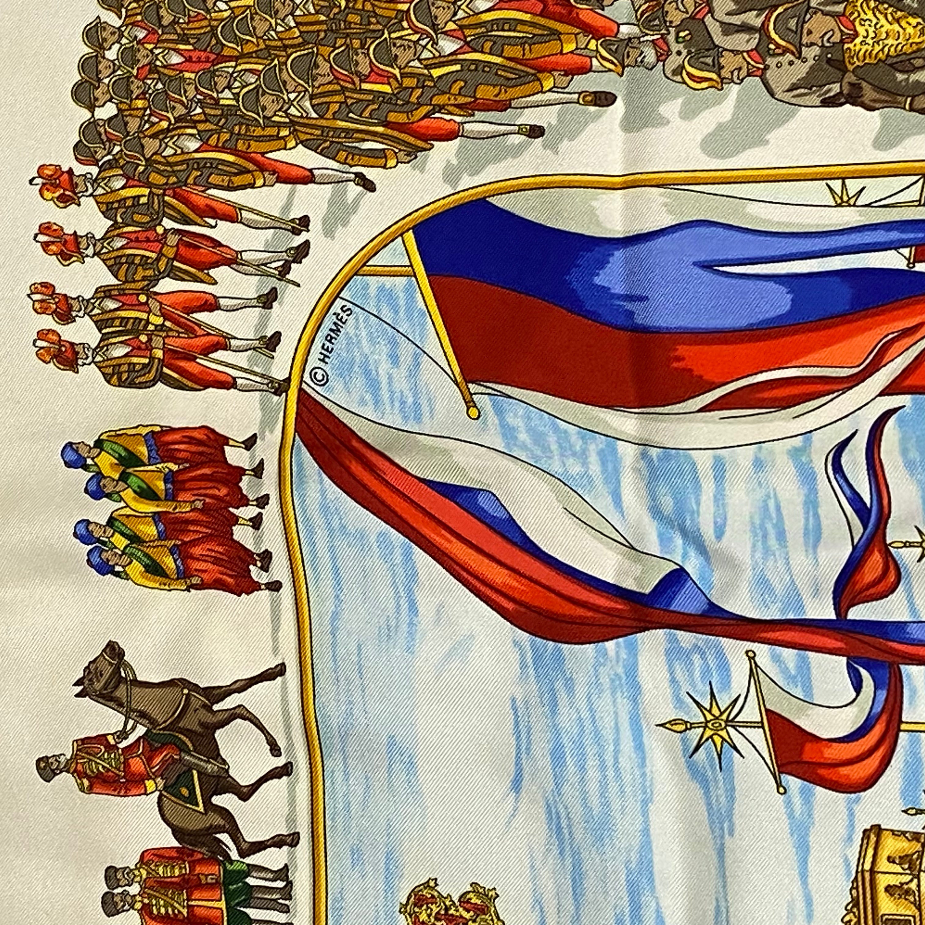 Hermes Rare Raspberry & Cream Grande Cortege au Moscou Scarf