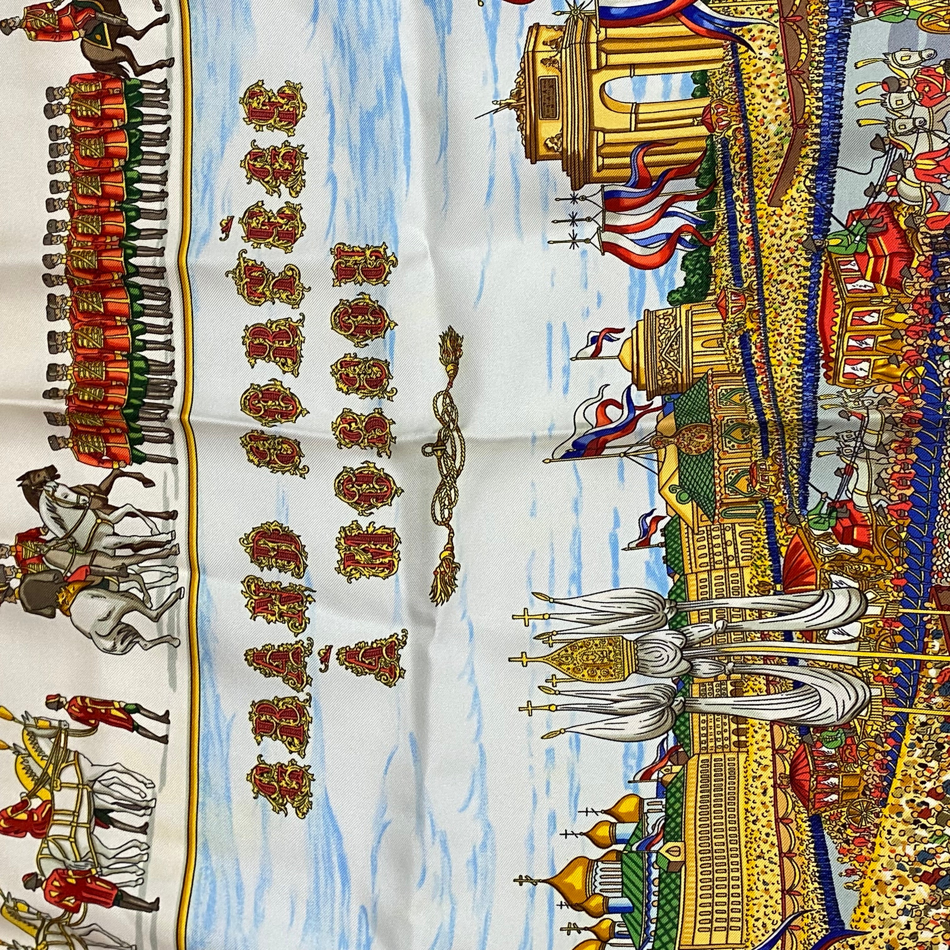 Hermes Rare Raspberry & Cream Grande Cortege au Moscou Scarf