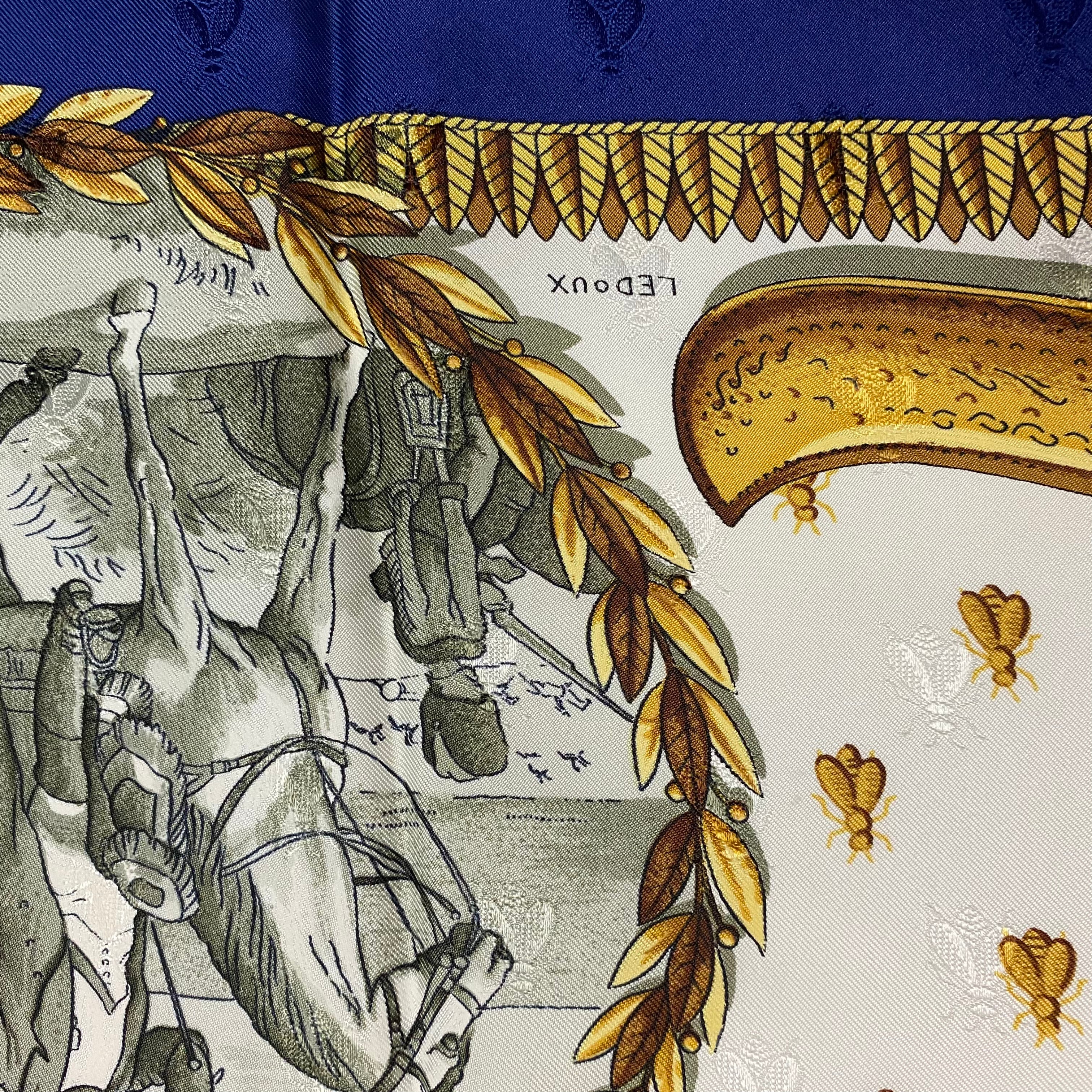 Hermes Rare Navy & Ivory Napoleon Silk Scarf