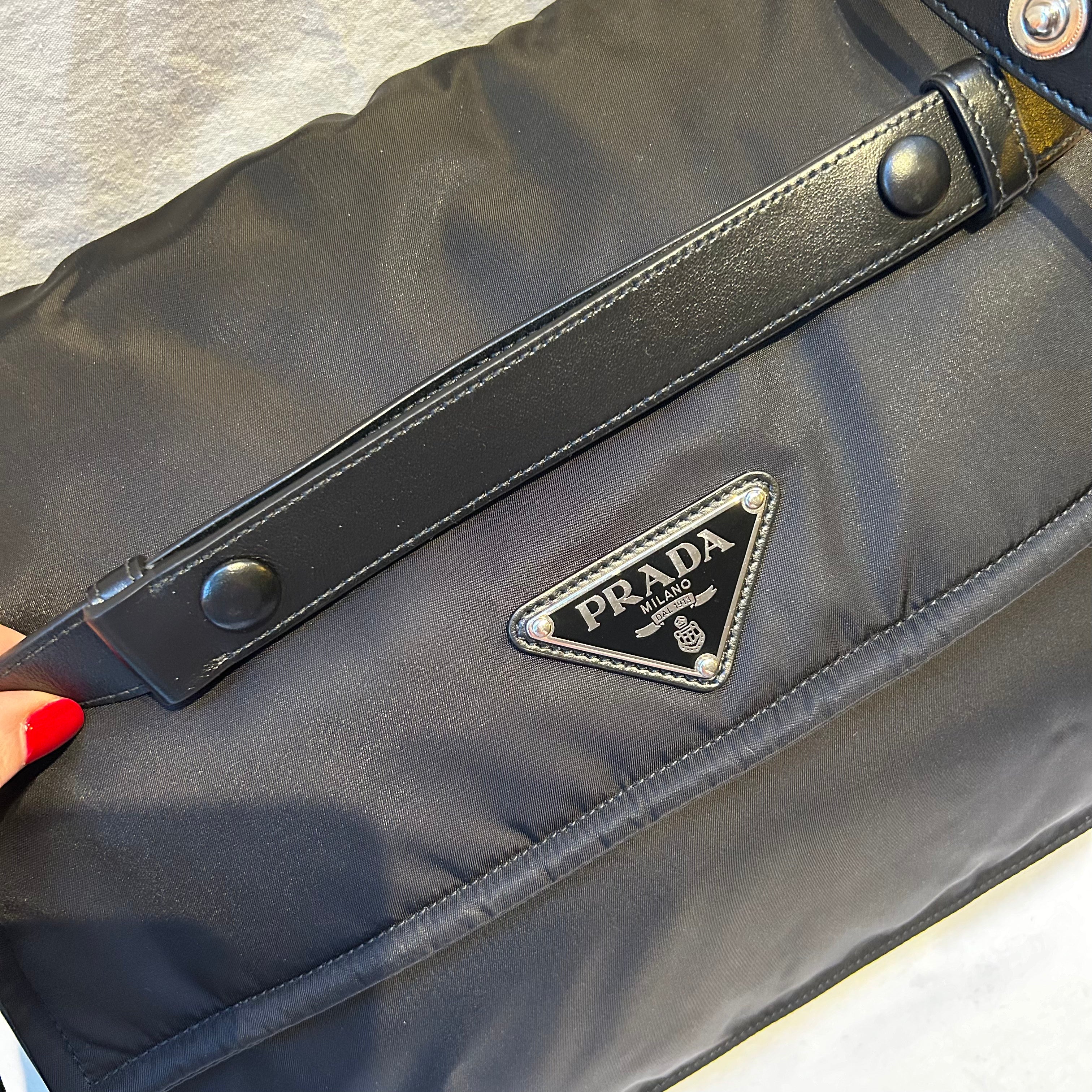 Prada £2100 Black re-Nylon Large Messenger Bag