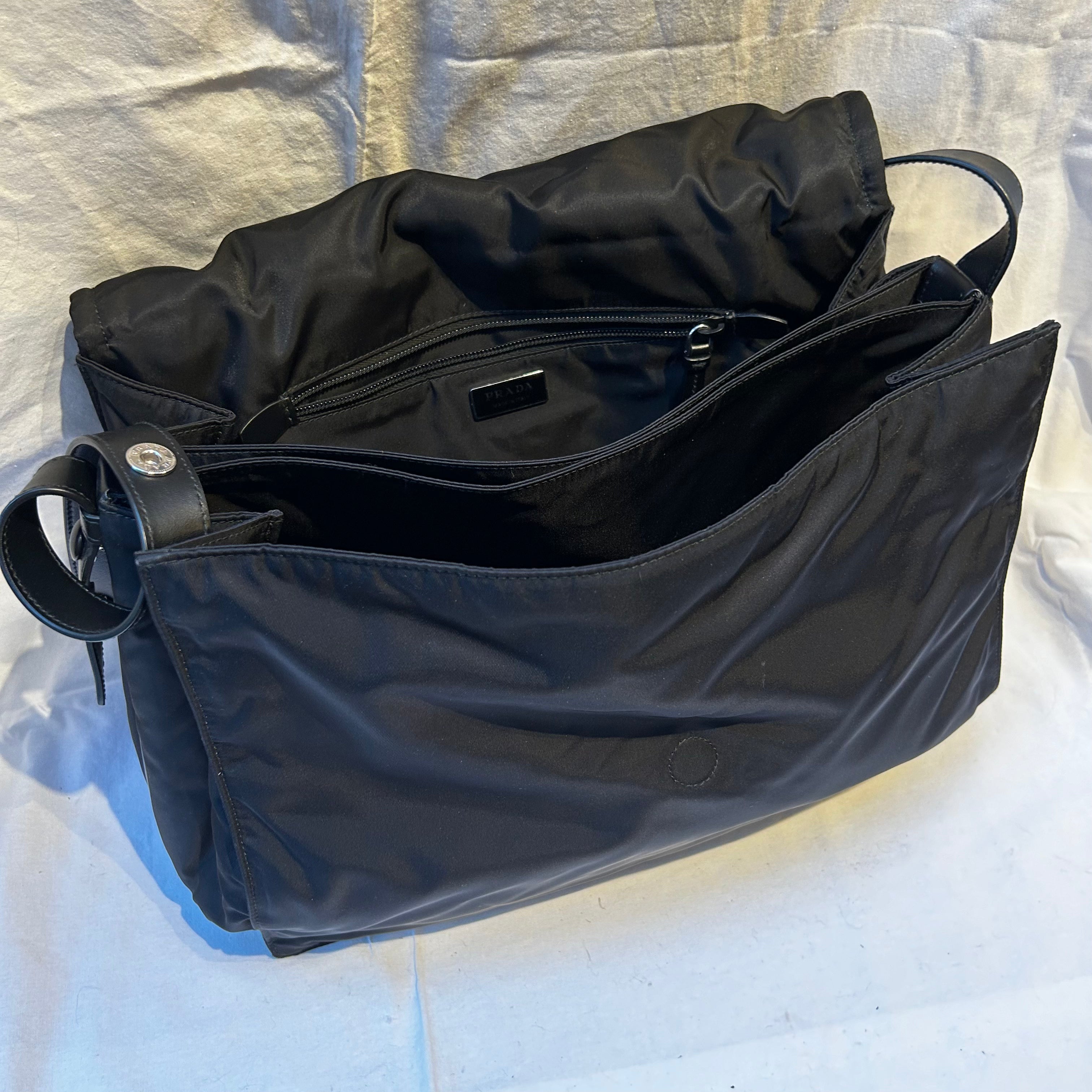 Prada £2100 Black re-Nylon Large Messenger Bag