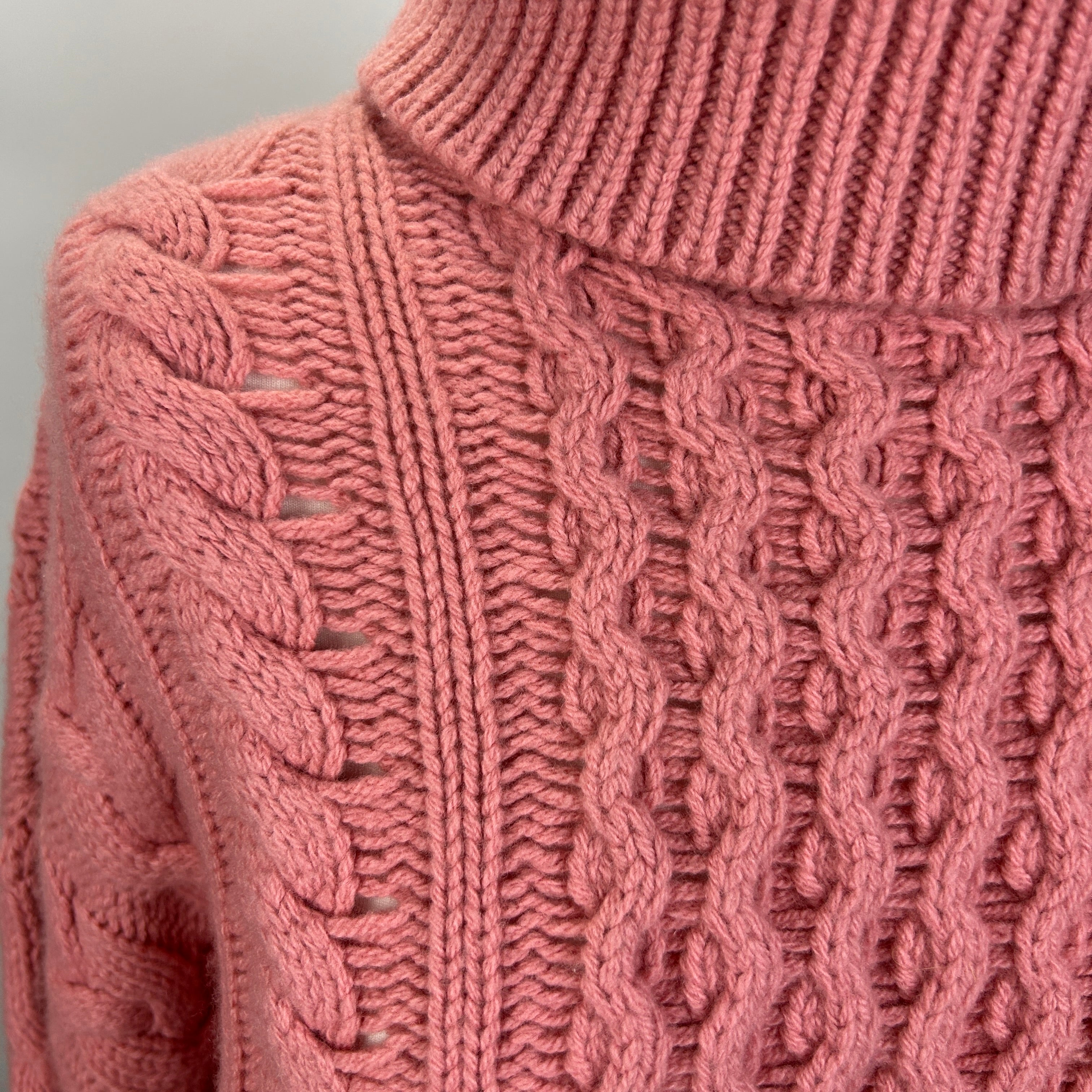 Alanui Pink Cashmere & Wool Chunky Roll Neck Sweater S/M