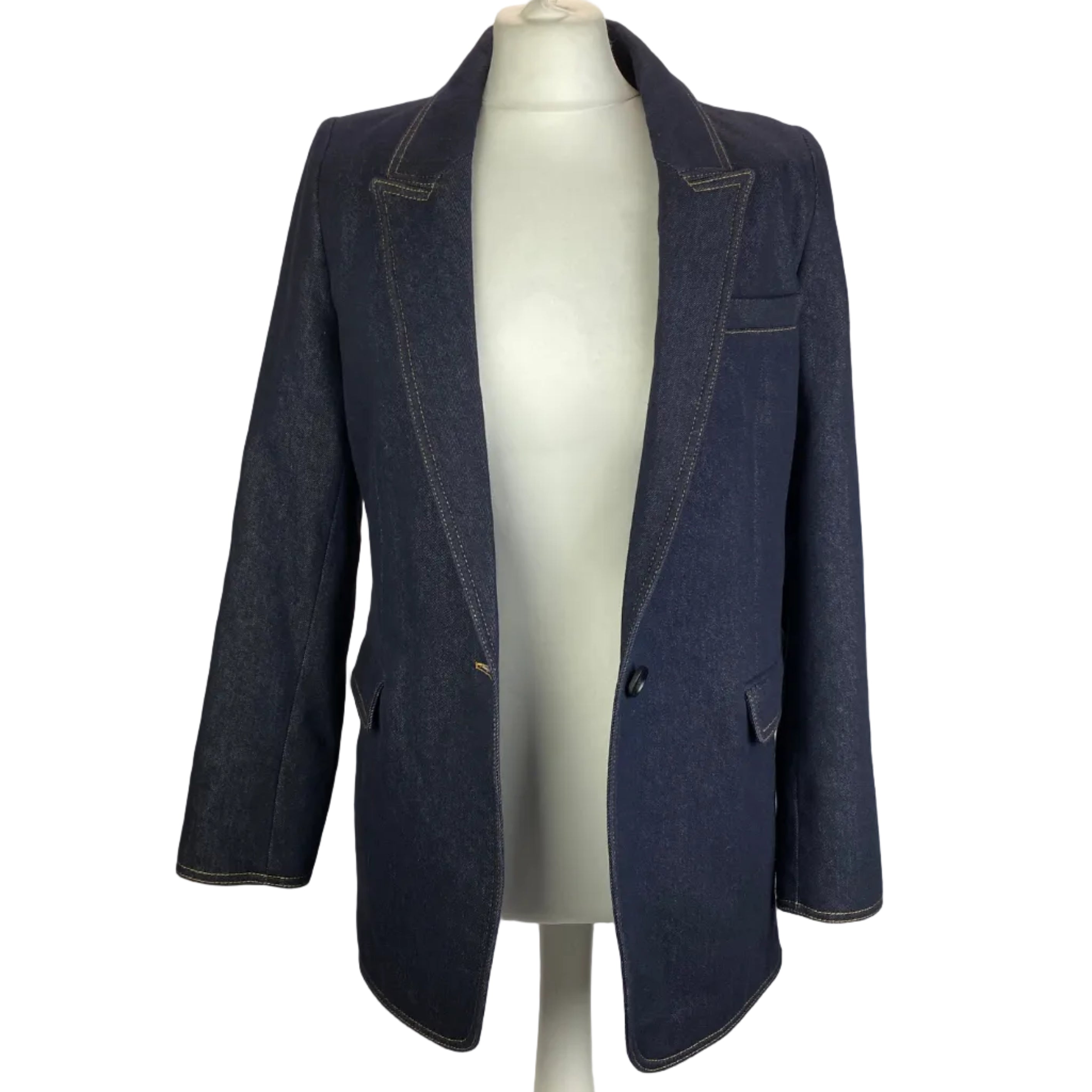 Me&Em Dark Denim Topstitched Blazer M
