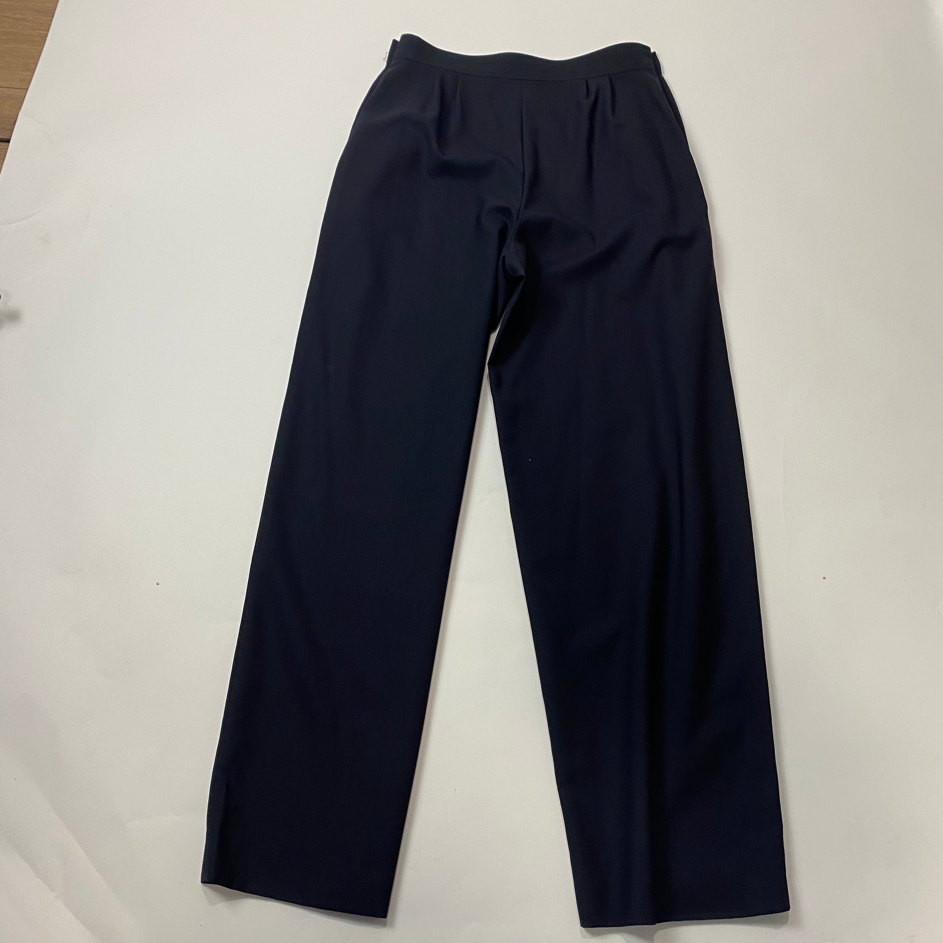 Chanel Navy Wool Crepe Sailor Trousers M