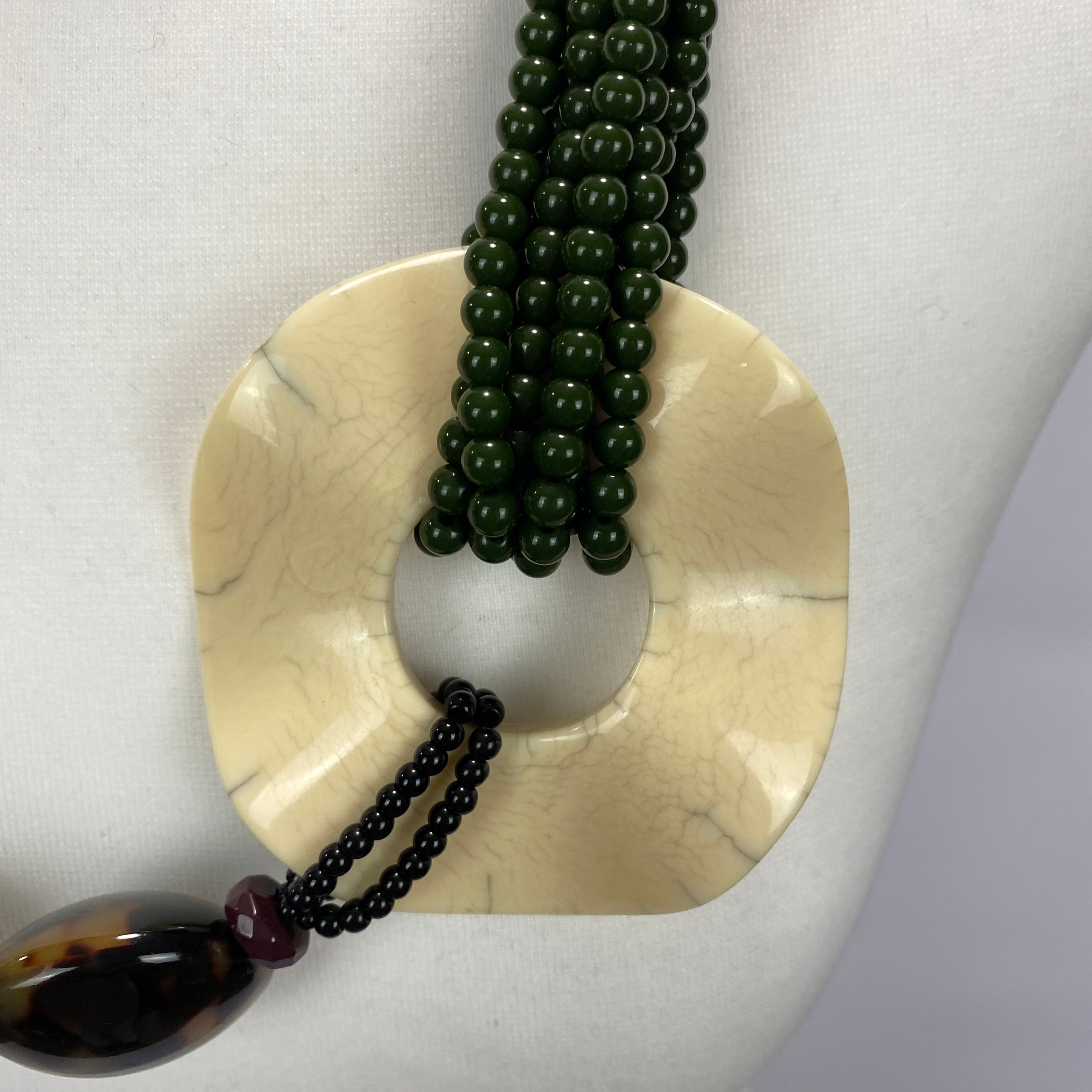 Angela Caputi Cream & Olive Statement Necklace