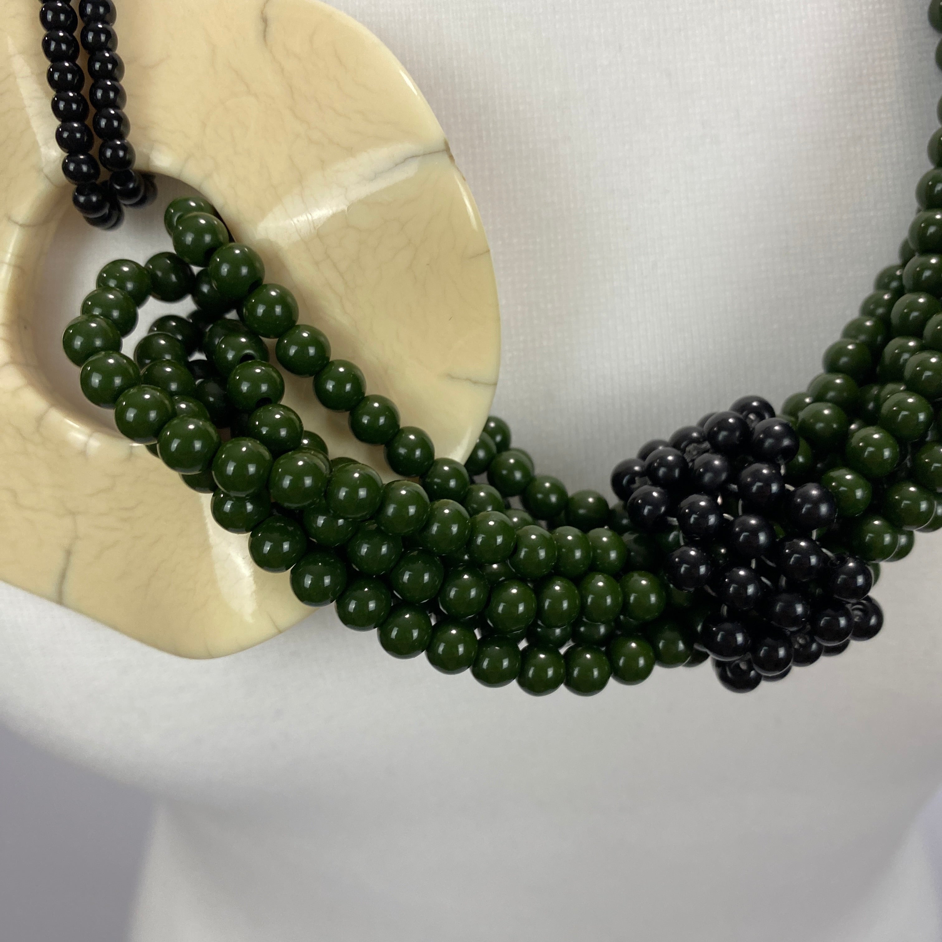 Angela Caputi Cream & Olive Statement Necklace