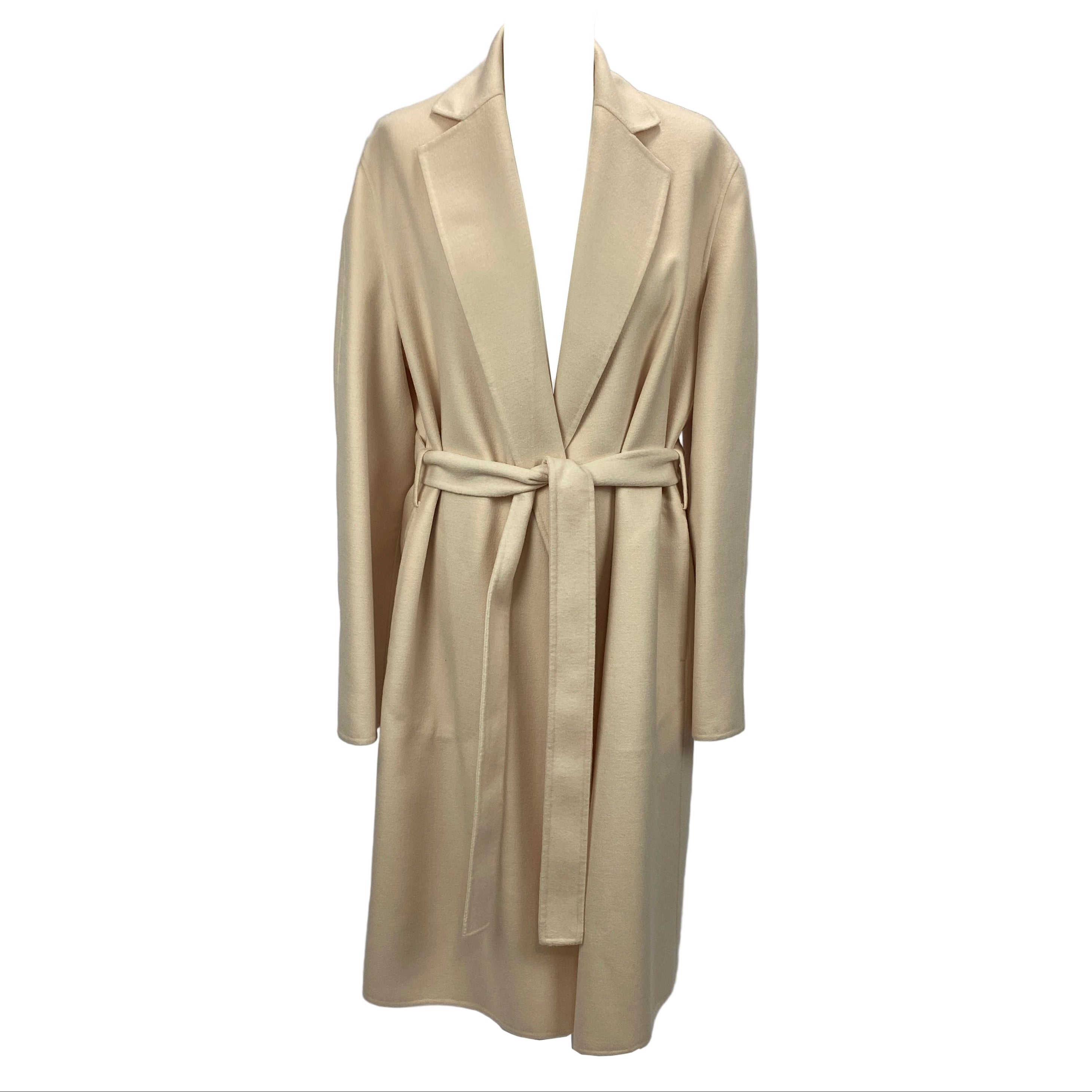Joseph New £945 Cream Wool & Silk Belted Coat S