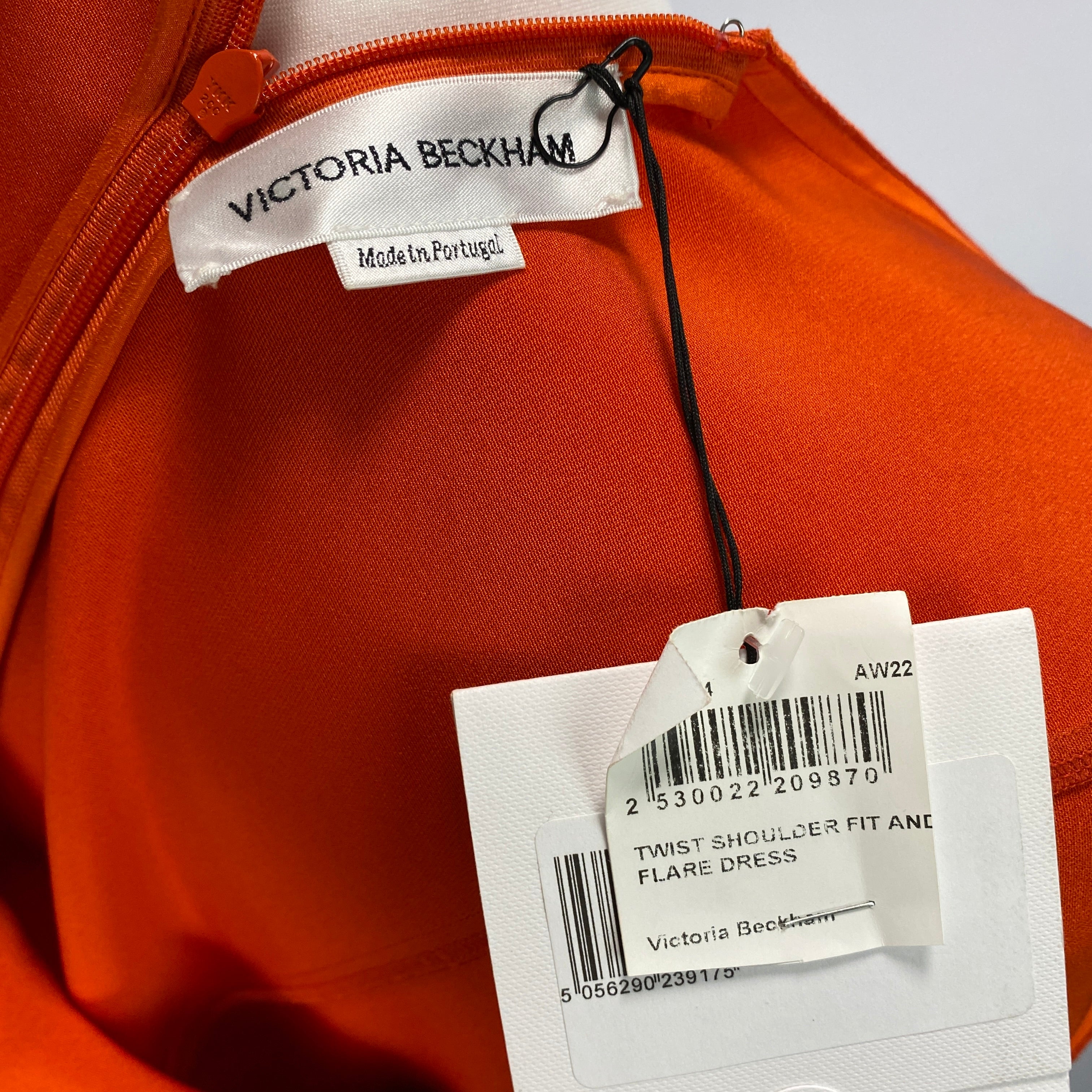 Victoria Beckham New £1000 Orange Crepe Midi Dress M