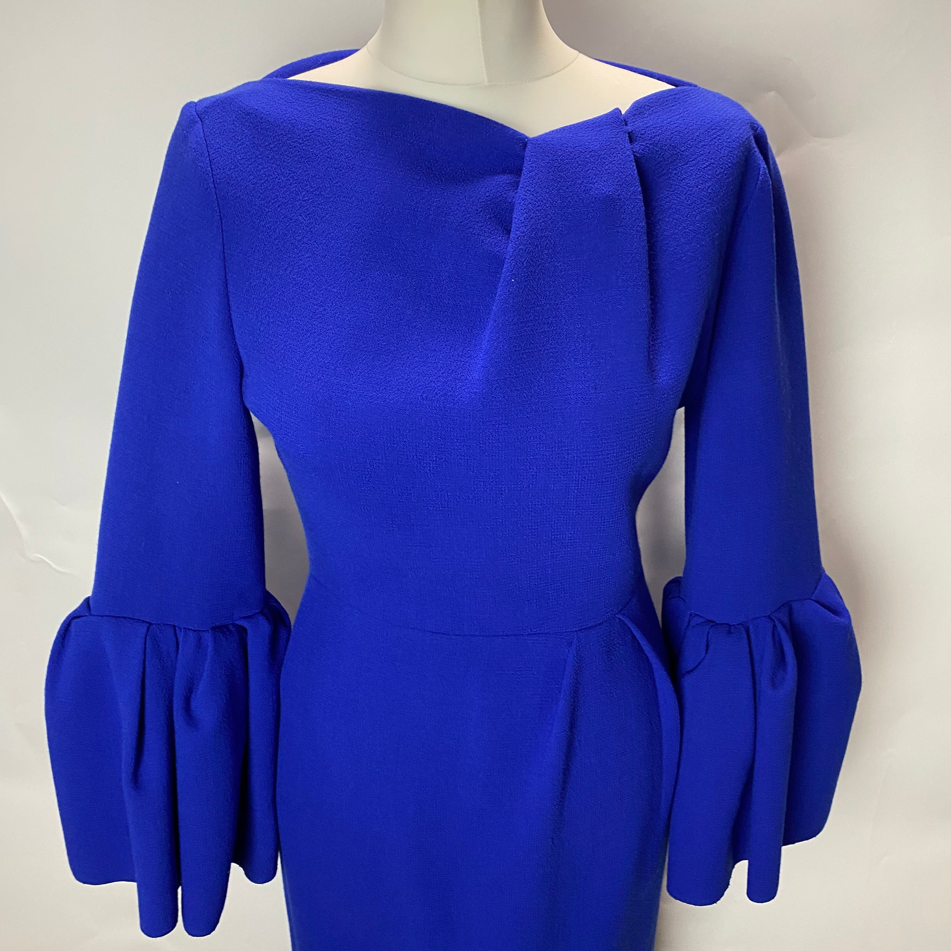 Roksanda Royal Blue Crepe Bell Sleeve Midi Dress S