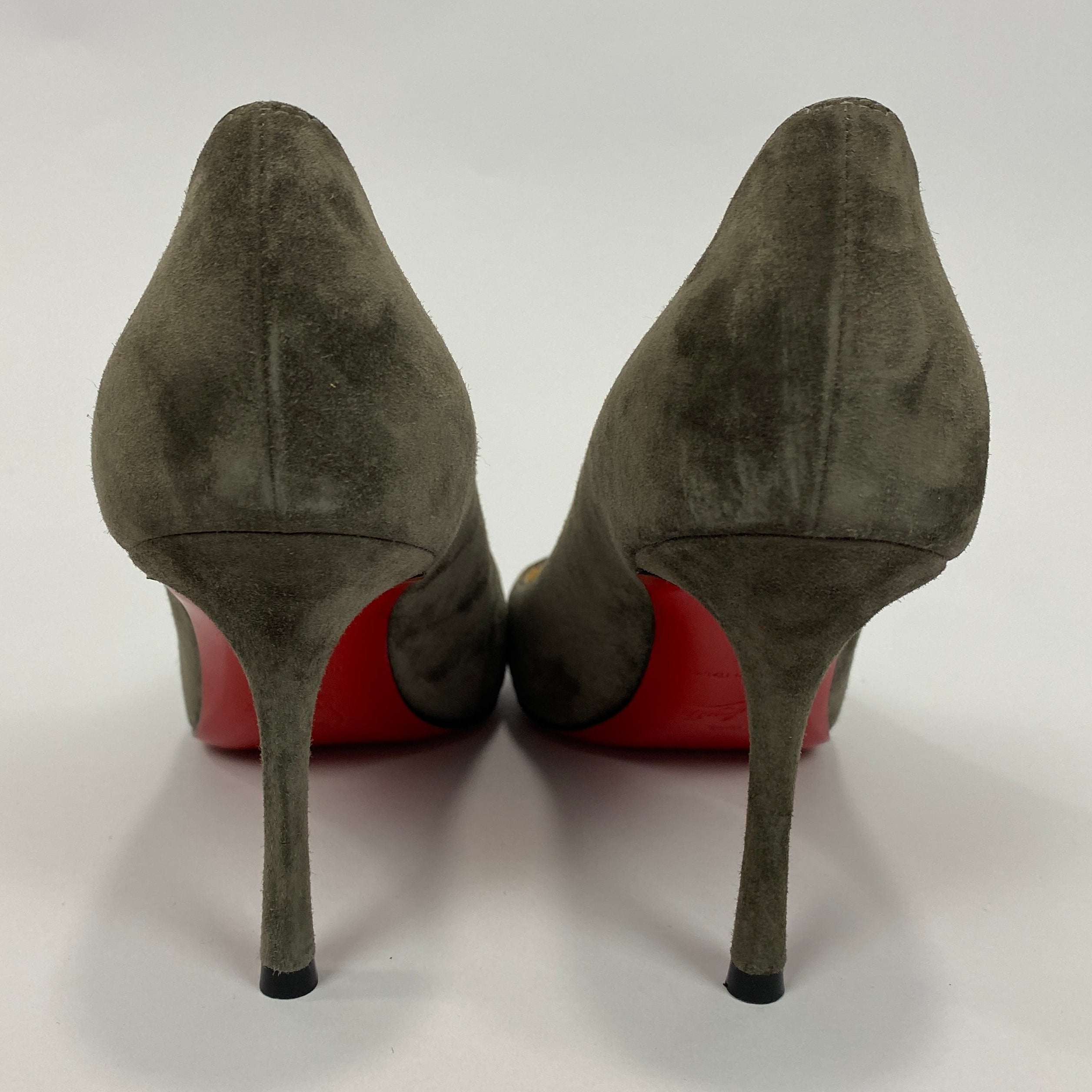 Christian Louboutin £470 Grey Suede Decoltish 85 Heels 36