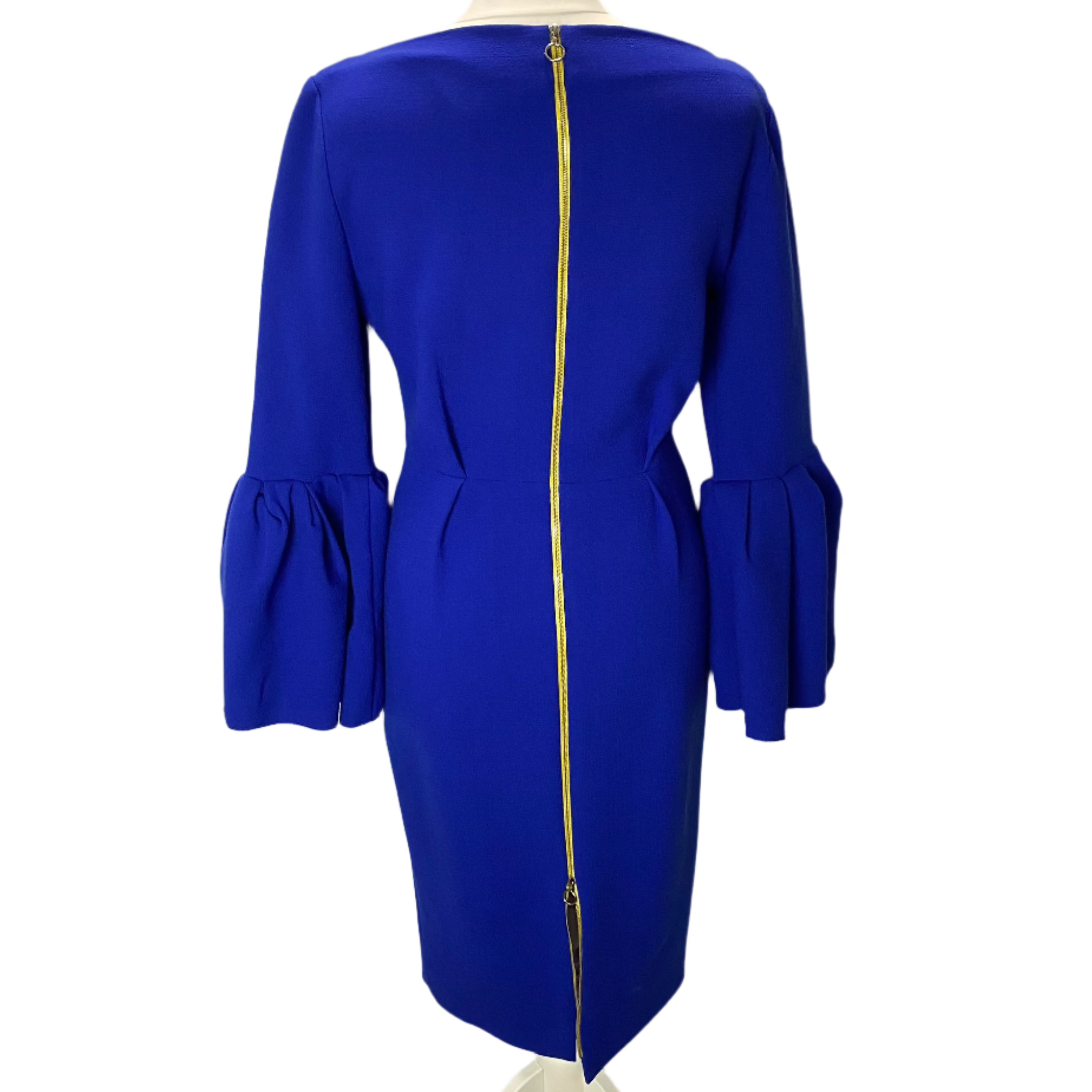 Roksanda Royal Blue Crepe Bell Sleeve Midi Dress S