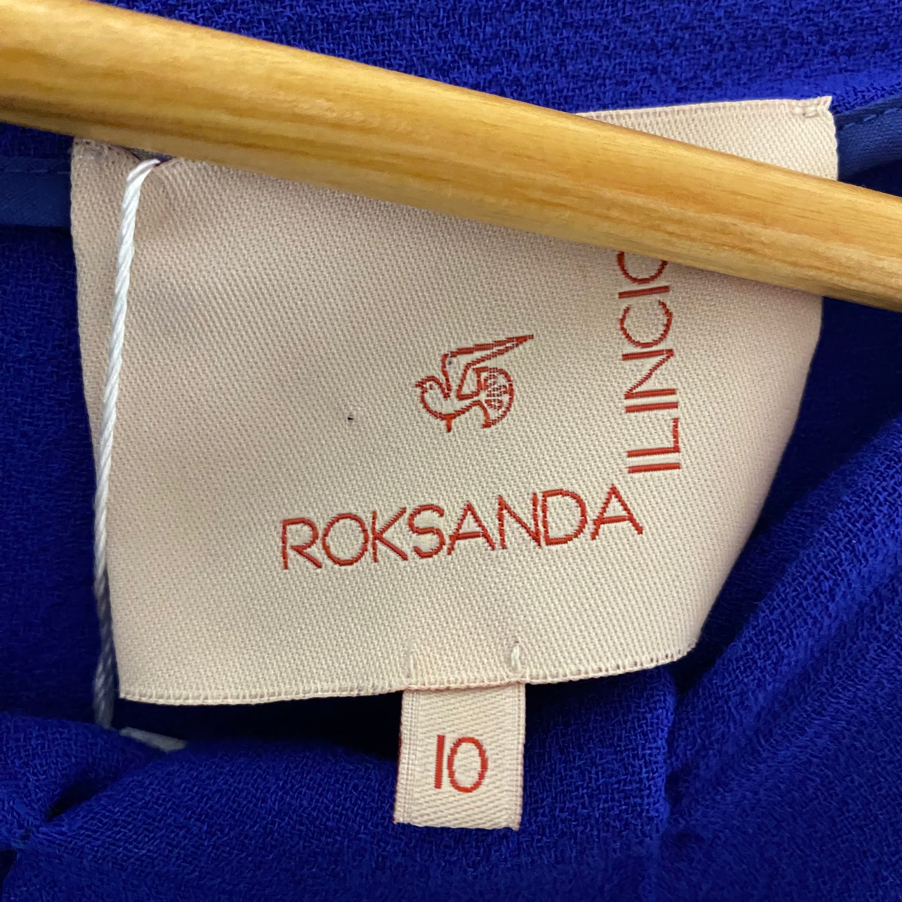 Roksanda Royal Blue Crepe Bell Sleeve Midi Dress S