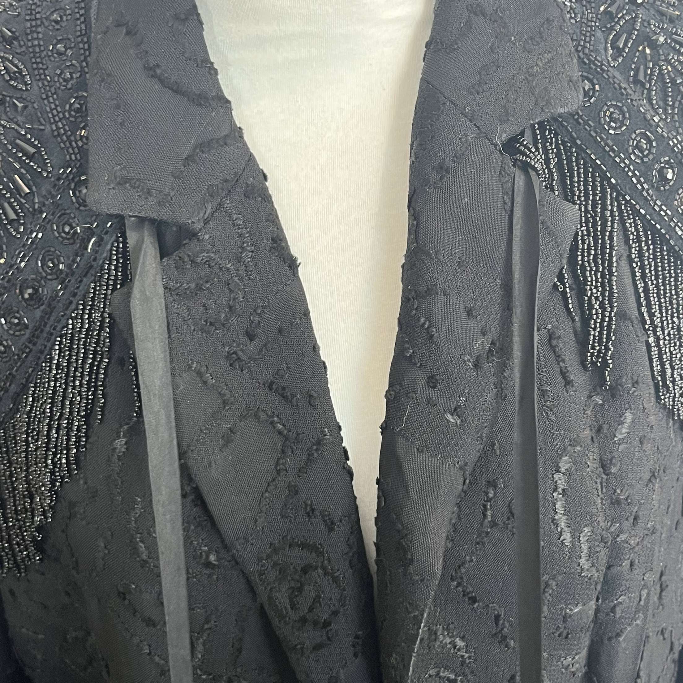 Dries Van Noten New Black Beaded Brocade Coat M