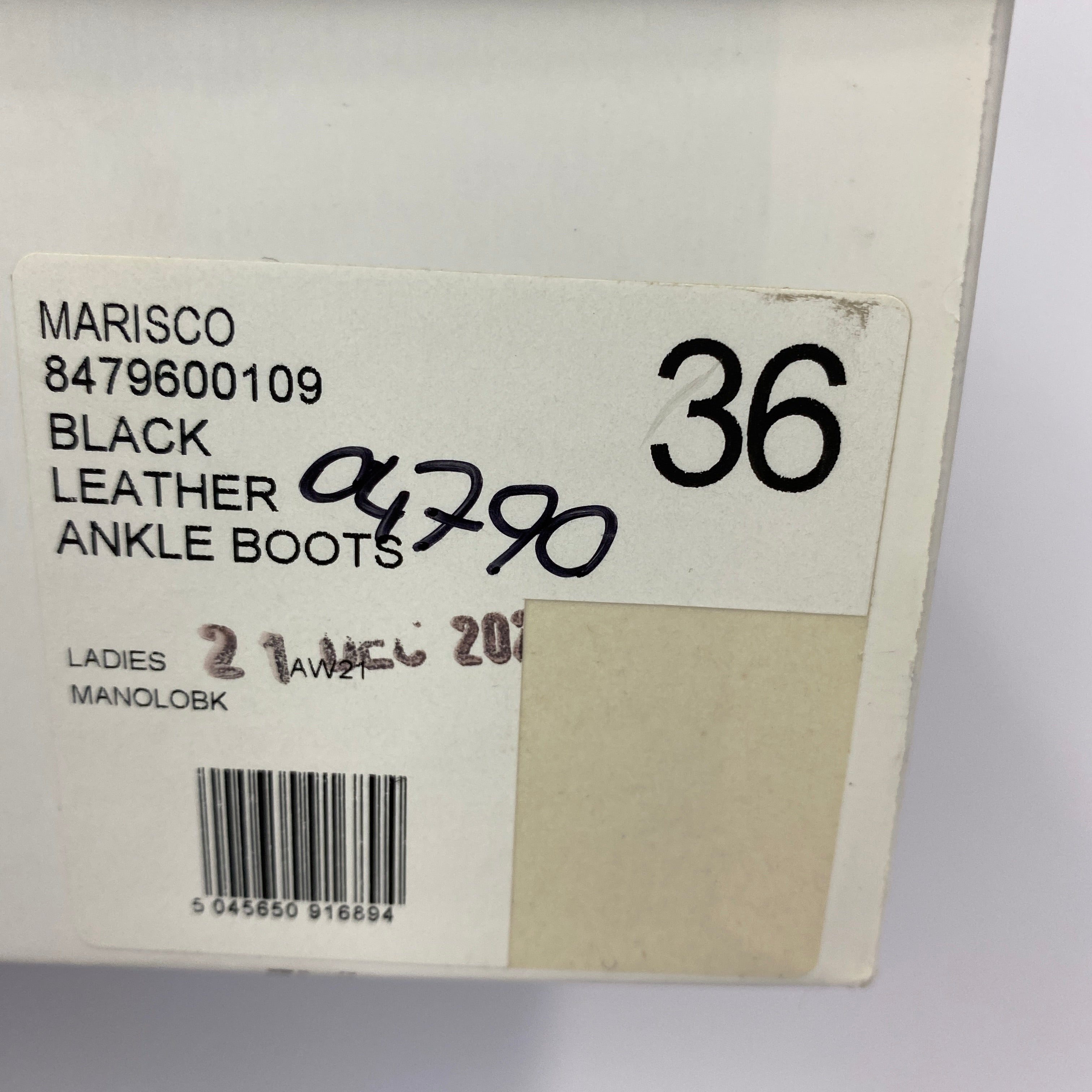 Manolo Blahnik £1195 Black Marisco Ankle Boots 36