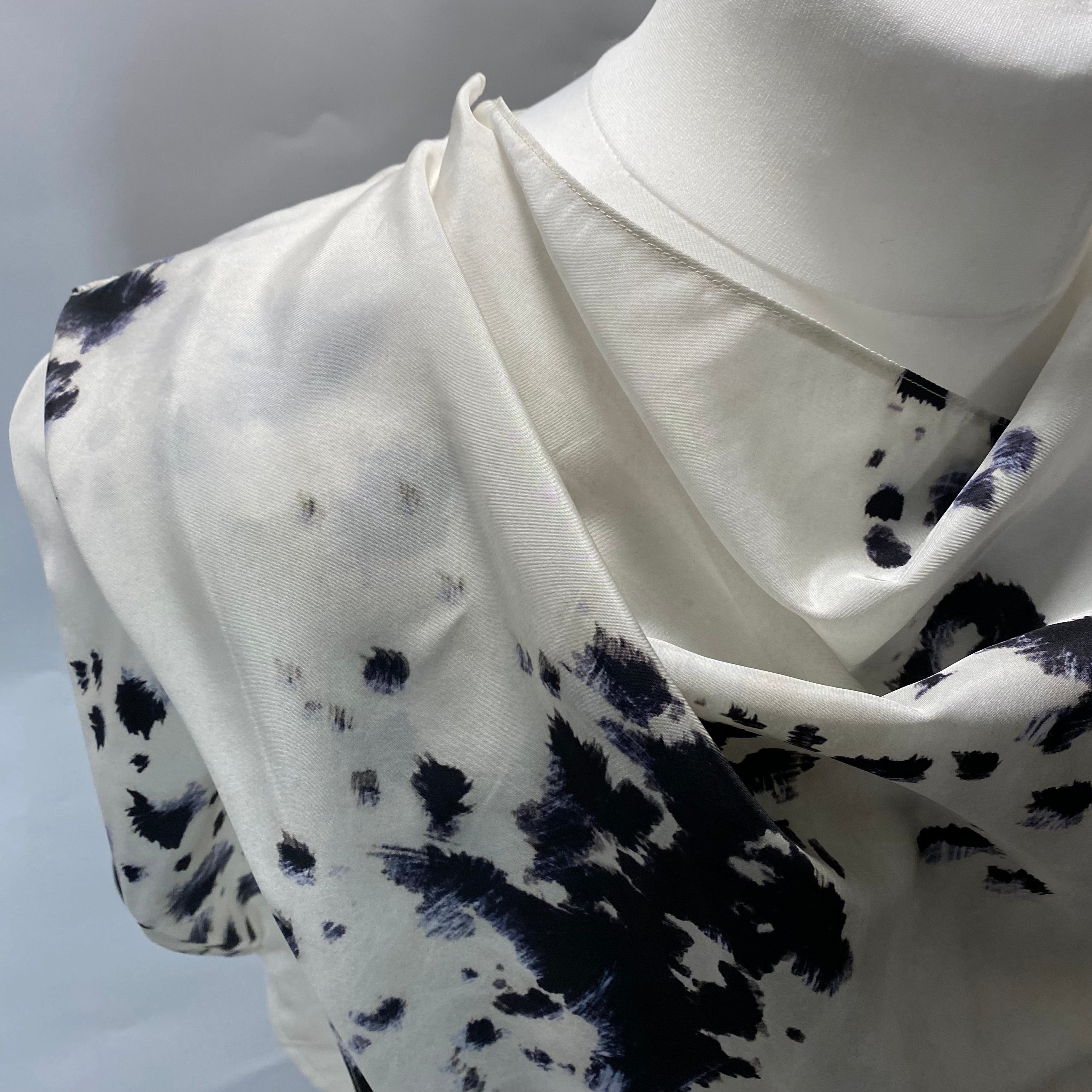 Lemaire Vanilla & Black Brushstroke Silk Mix Top S