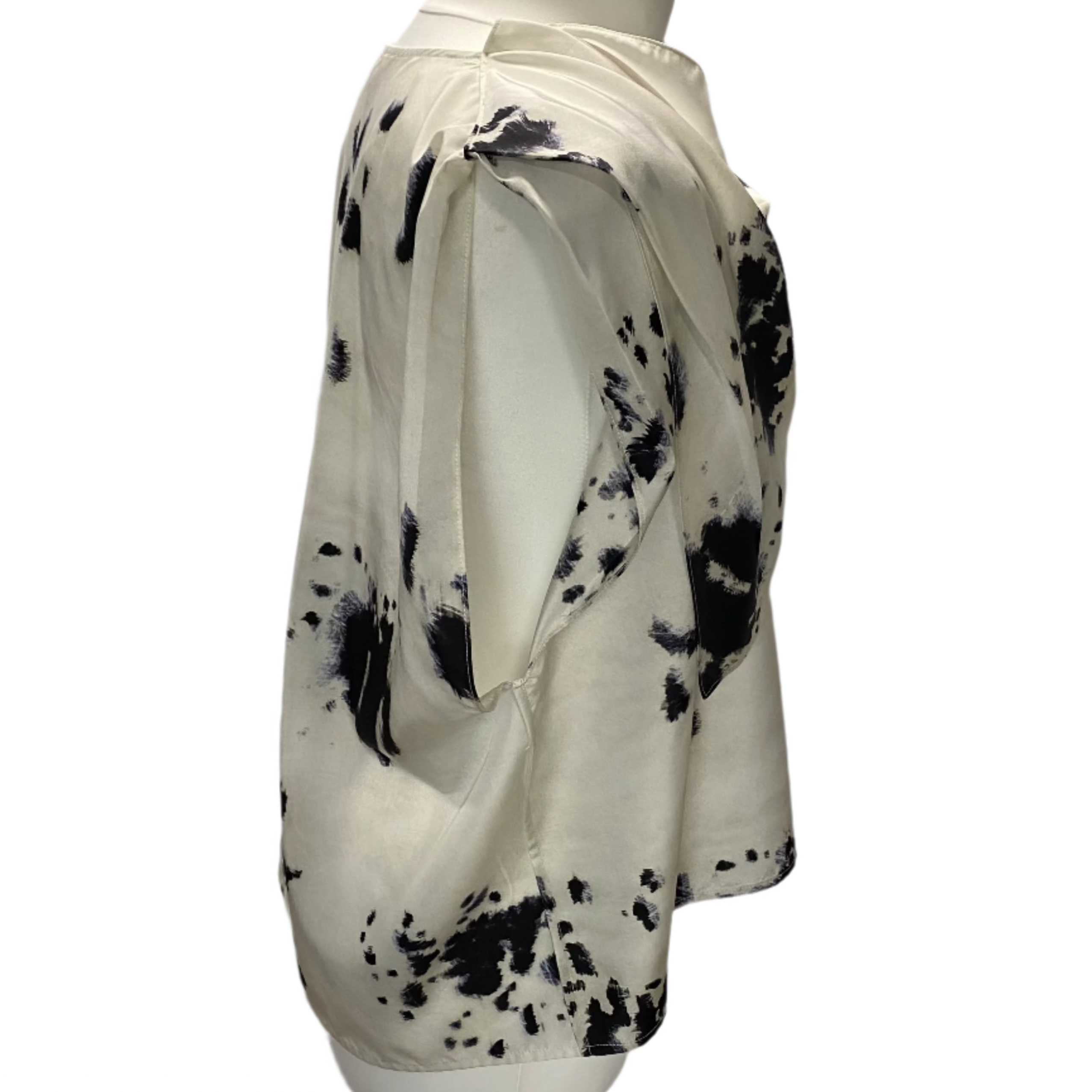 Lemaire Vanilla & Black Brushstroke Silk Mix Top S