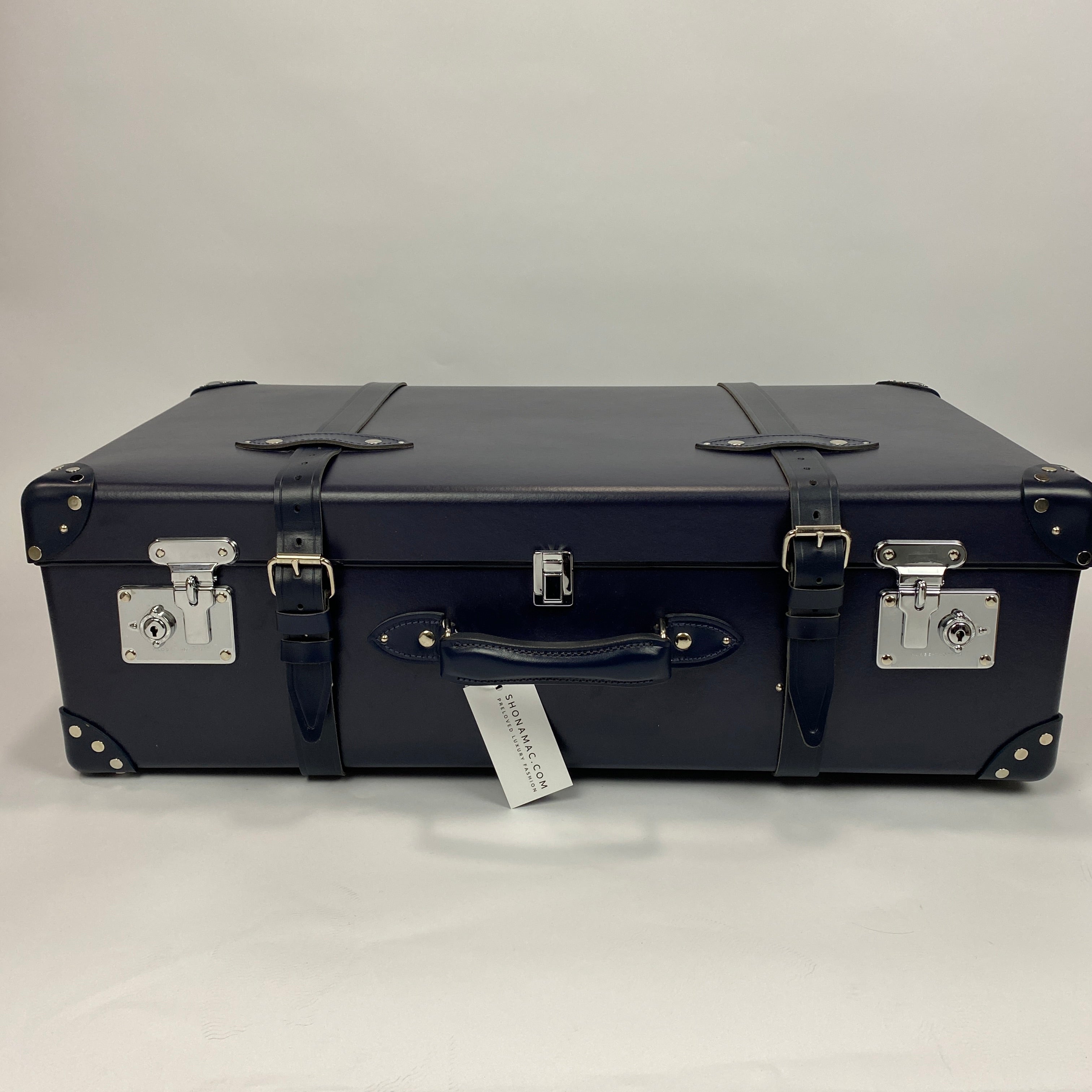 Globe-Trotter £2195 Navy Centenary Medium Check-In 2 Wheel Suitcase