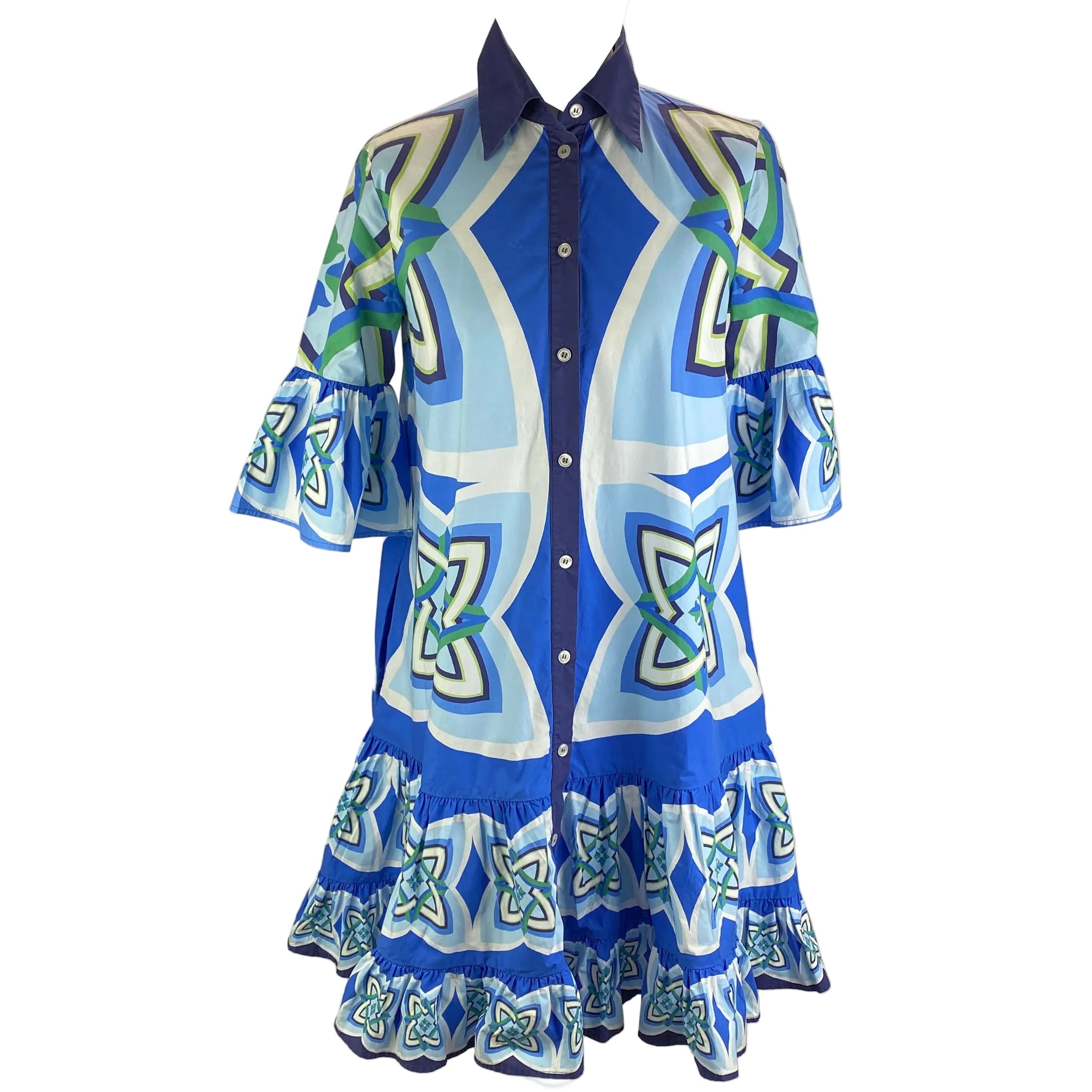 La Double J Shades of Blue Choux Cotton Poplin Dress XS