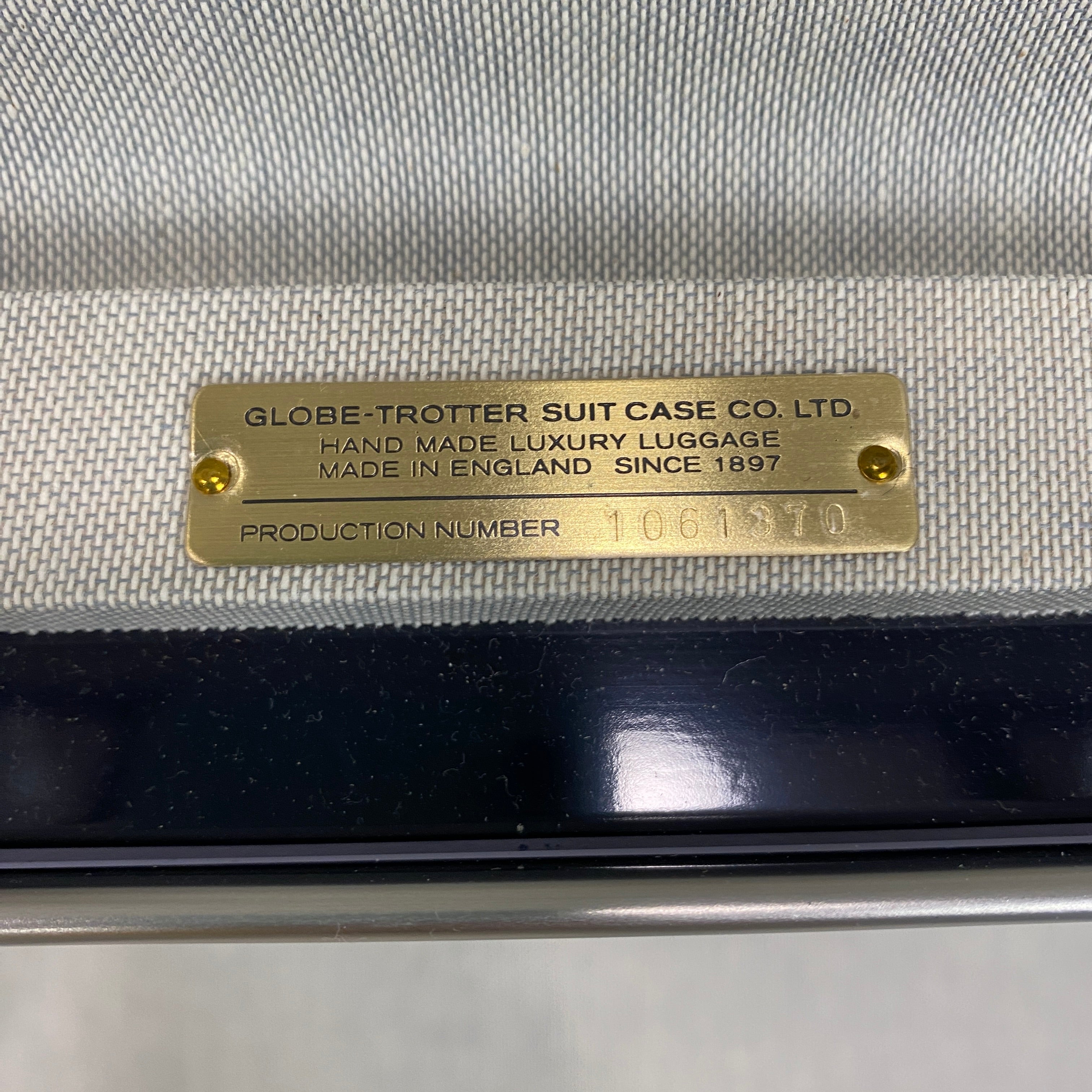 Globe-Trotter £2195 Navy Centenary Medium Check-In 2 Wheel Suitcase