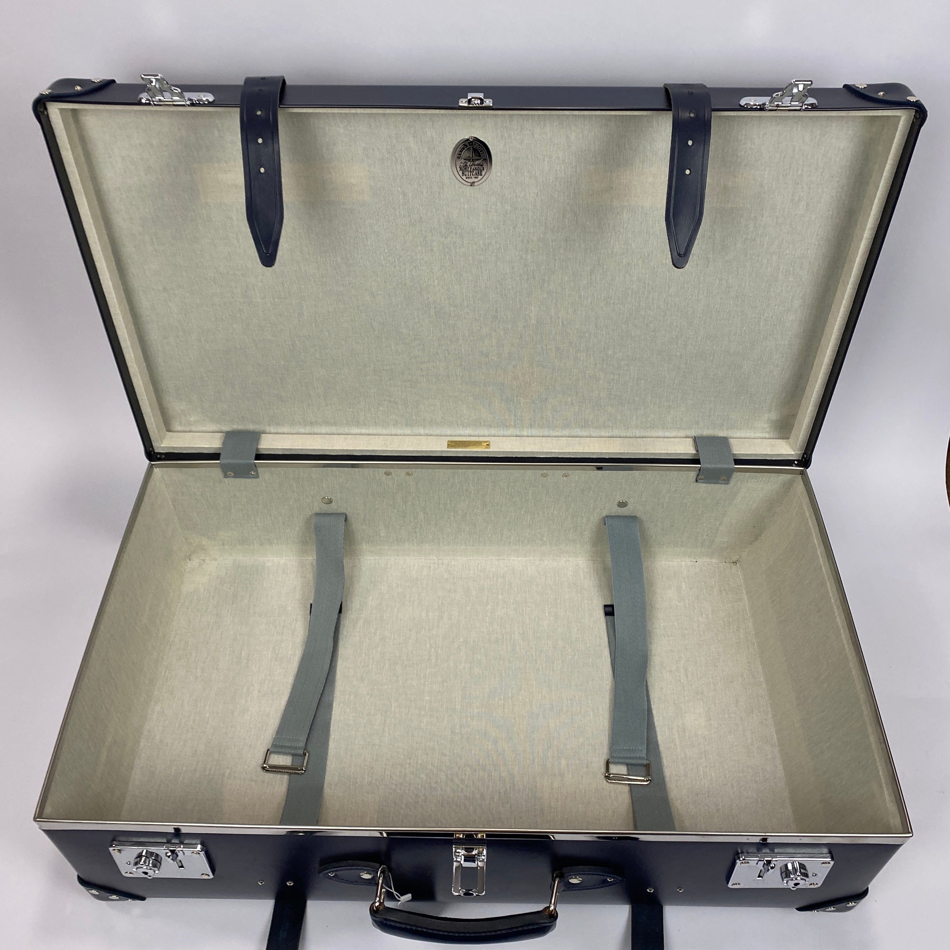 Globe-Trotter £2195 Navy Centenary Medium Check-In 2 Wheel Suitcase