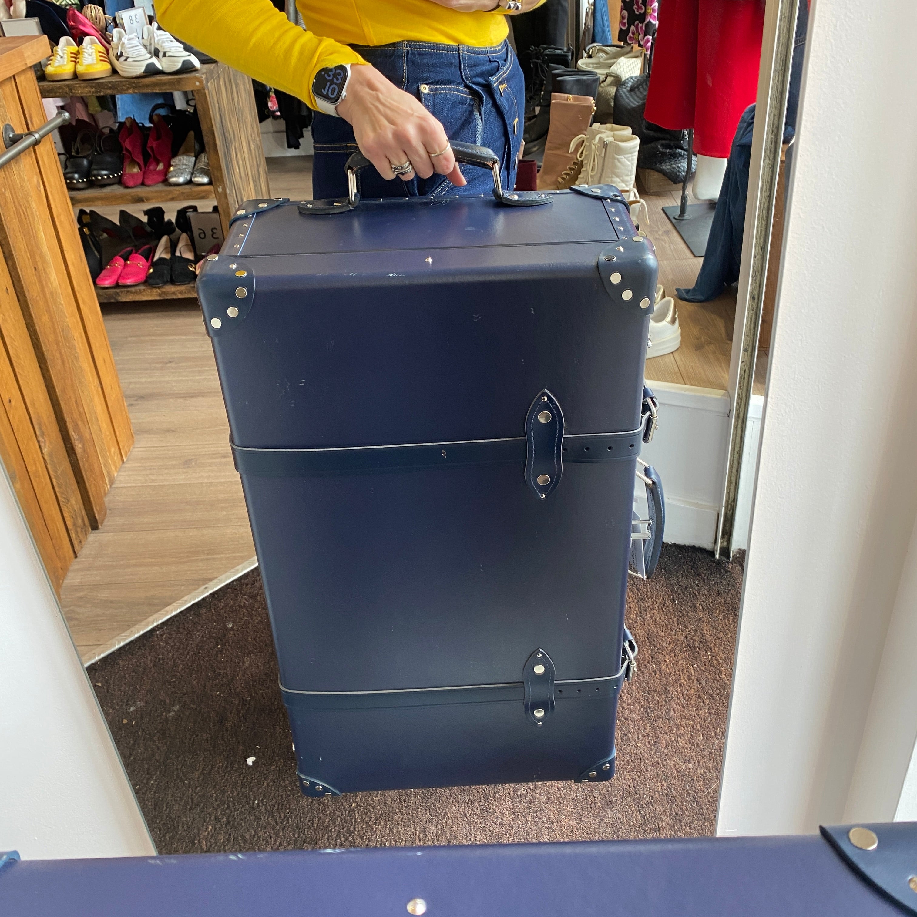 Globe-Trotter £2195 Navy Centenary Medium Check-In 2 Wheel Suitcase