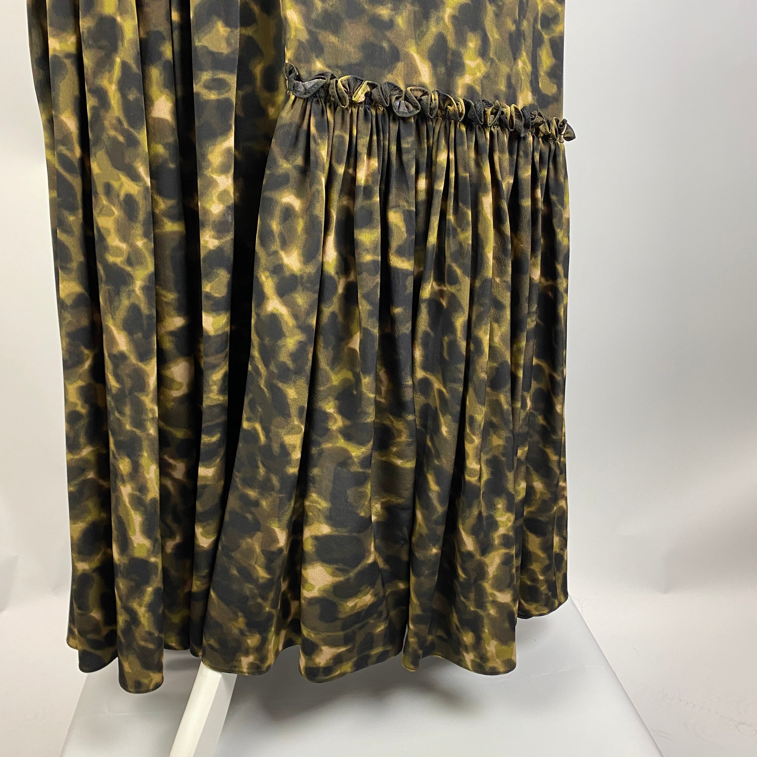 Stella McCartney Camo Print Silk Tiered Maxi Dress XXS/XS/S