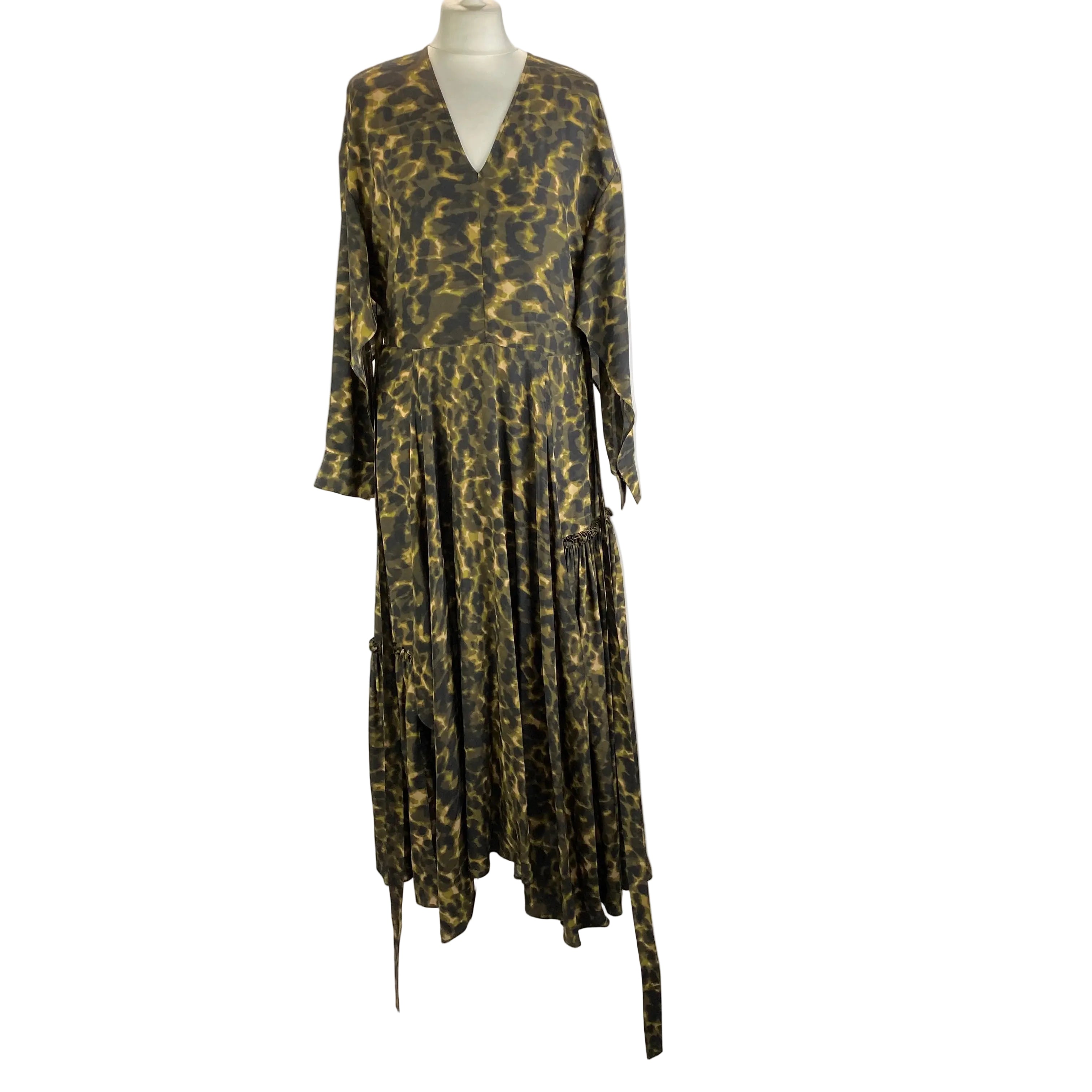 Stella McCartney Camo Print Silk Tiered Maxi Dress XXS/XS/S