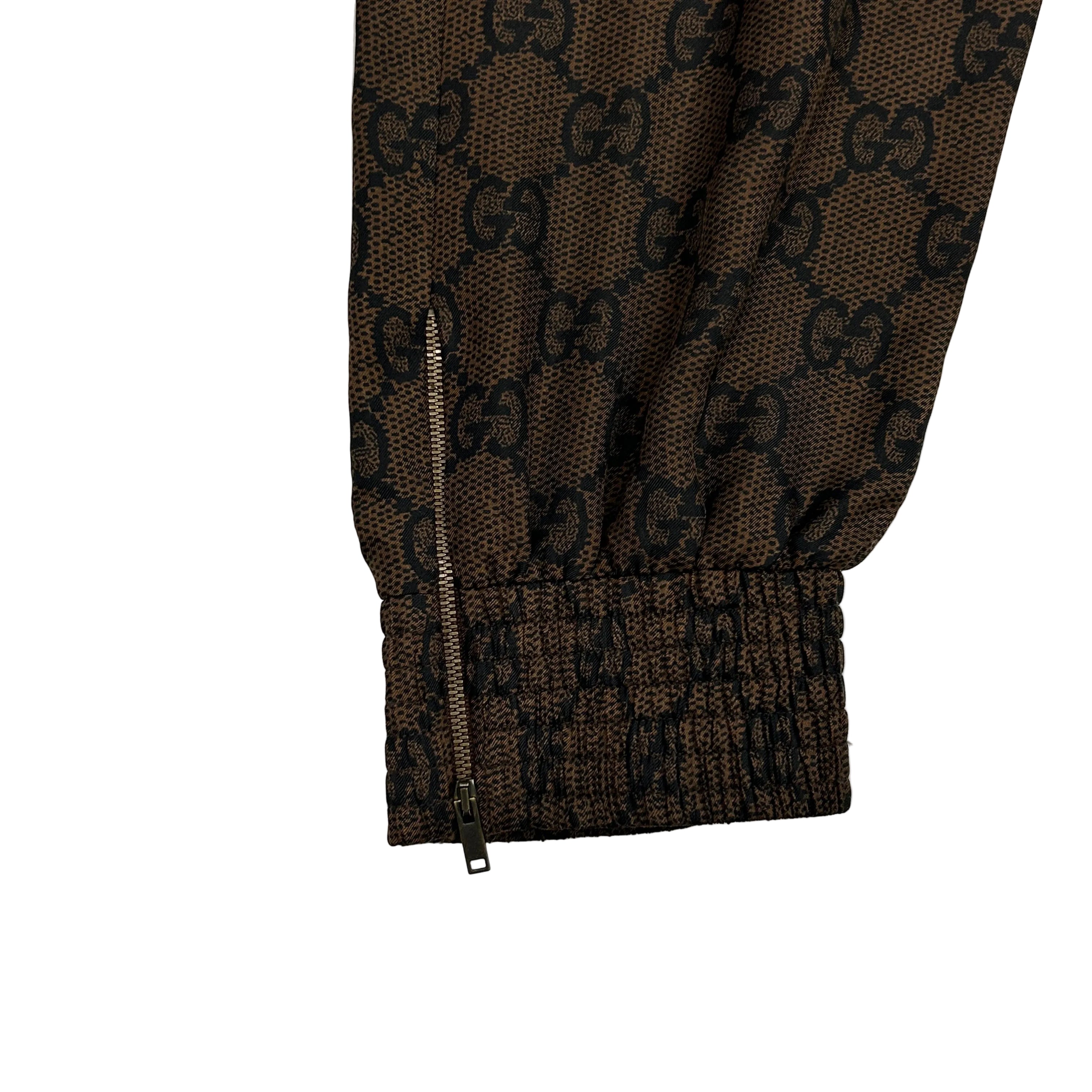 Gucci Brown GG Monogram Silk Side Stripe Track Pants XS